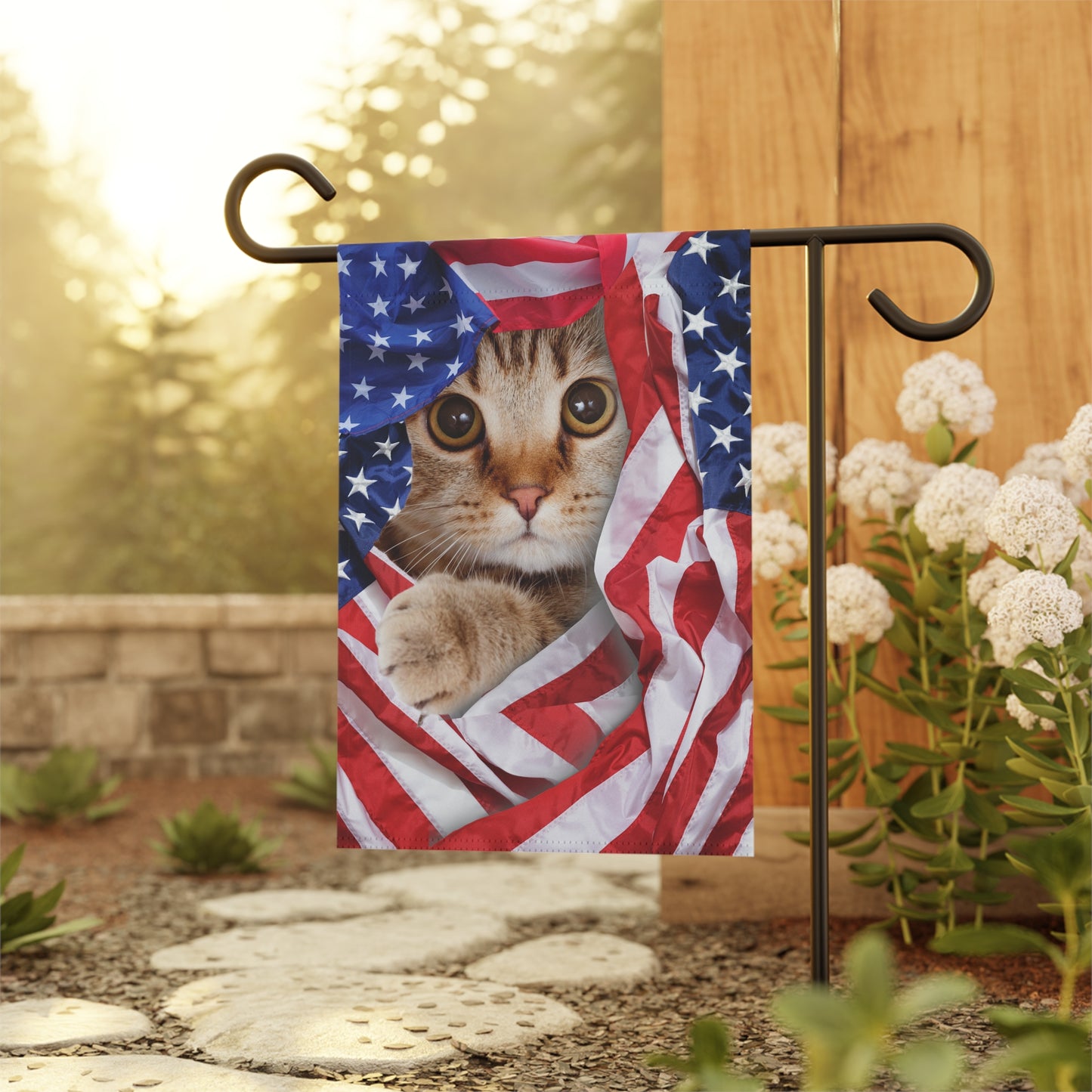 American Cat Whimsical Garden Banner, Playful Outdoor Sign, Dragon Decoration, Unique Yard Art, Sarcastic Home Décor, Garden Humor