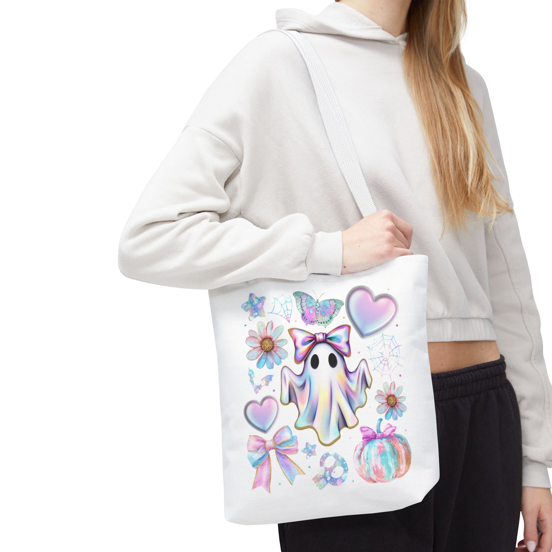Girly Halloween Ghost, Floral Ghost Bag