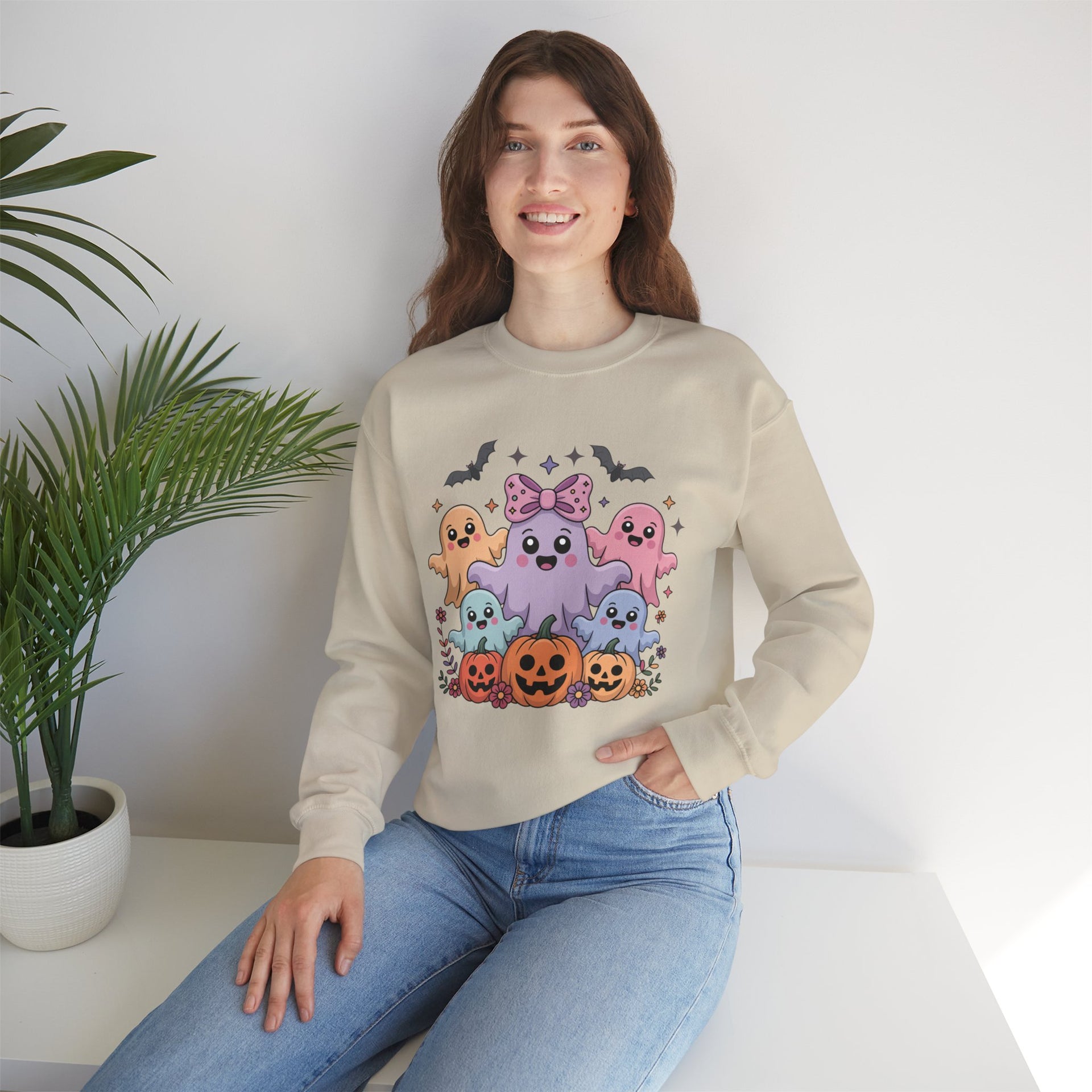 Iridescent Coquette Ghost Halloween Sweatshirt