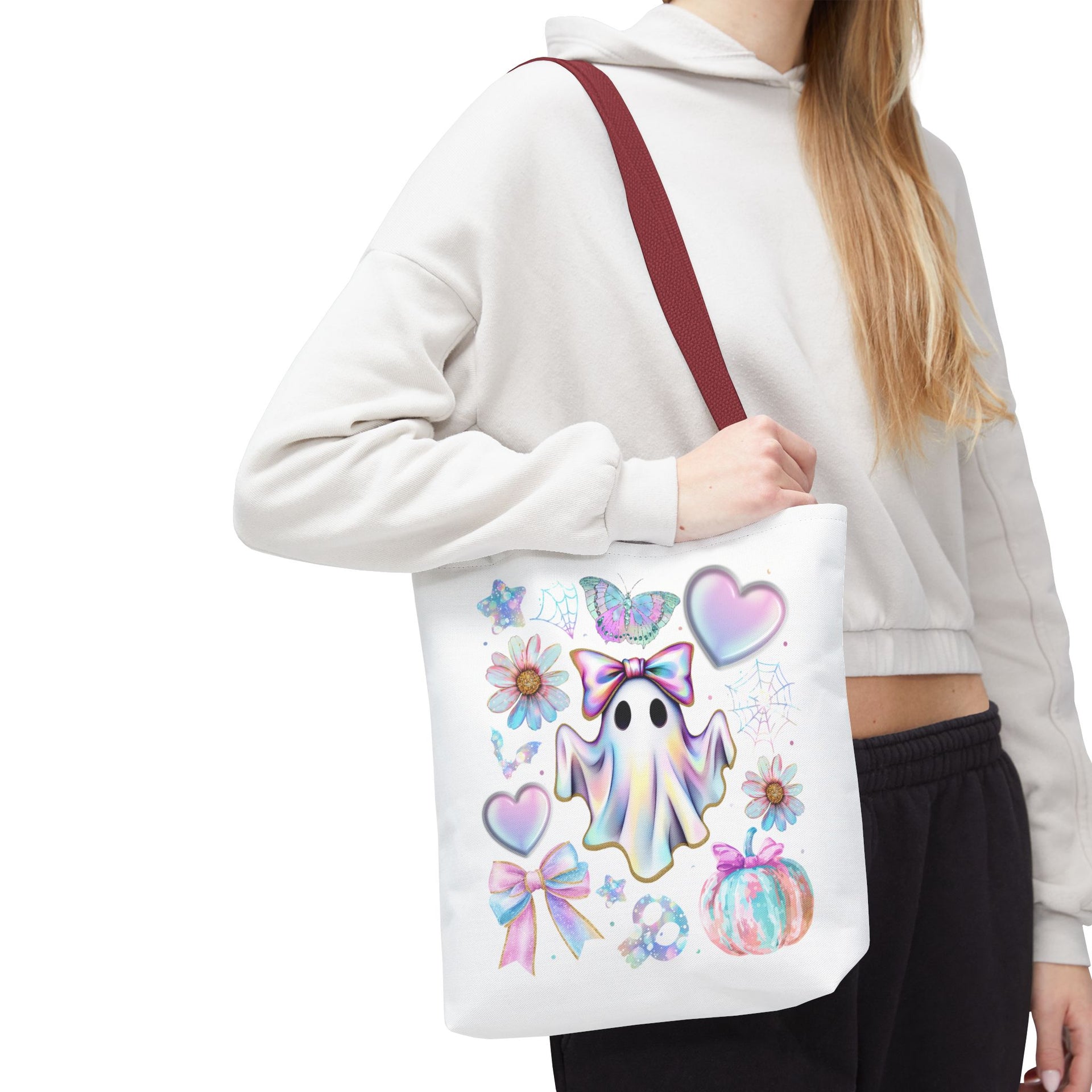 Girly Halloween Ghost, Floral Ghost Bag