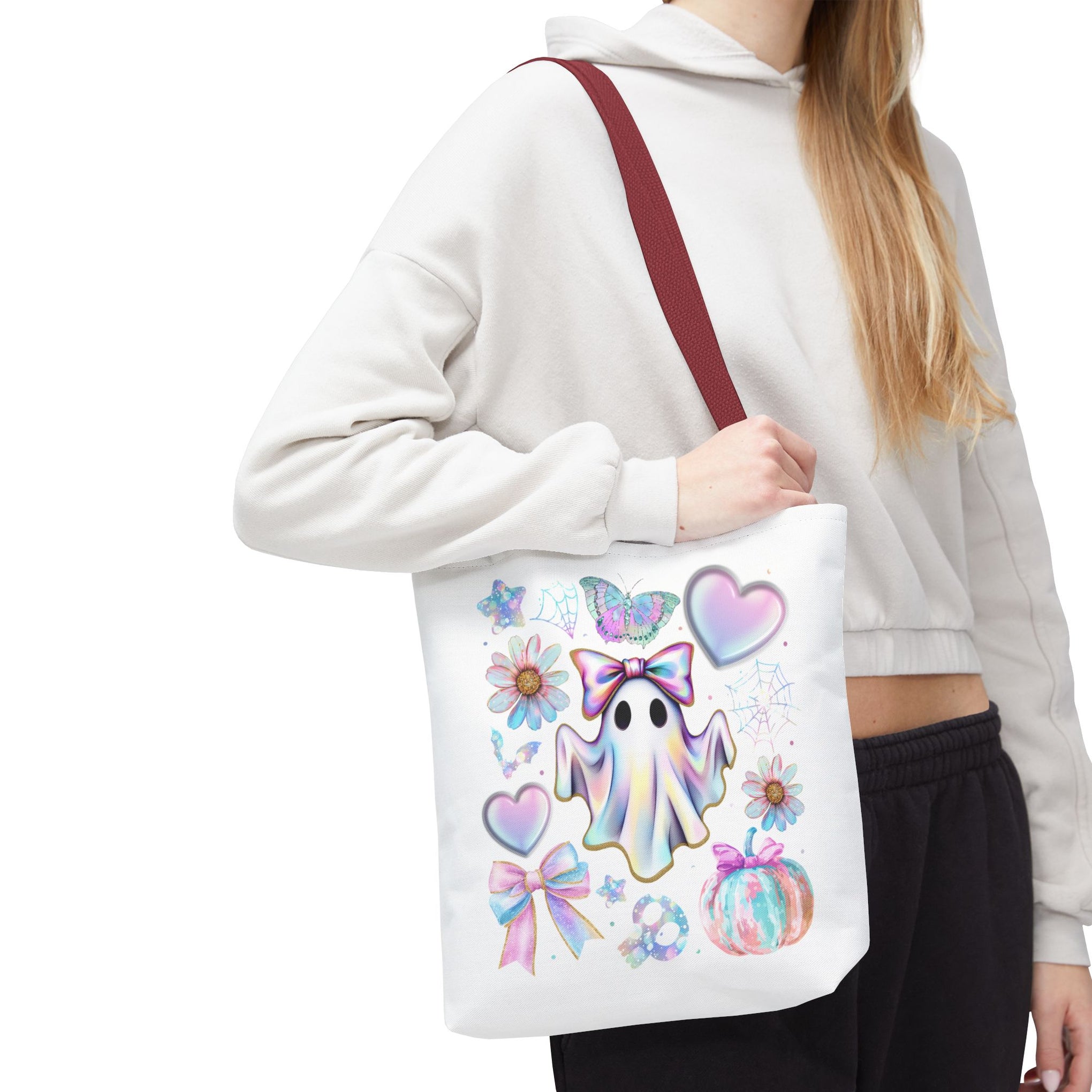 Girly Halloween Ghost, Floral Ghost Bag