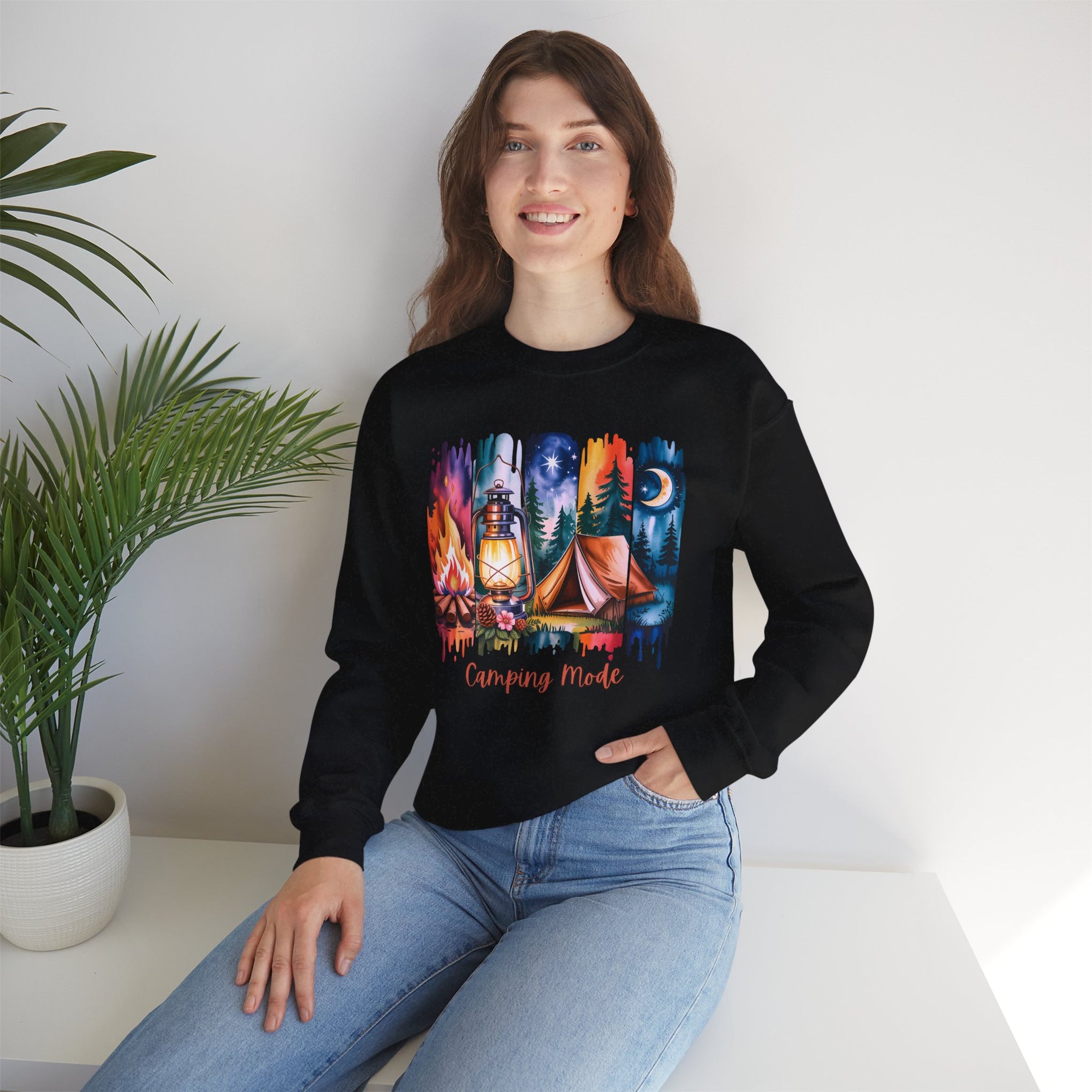 Camping Mode brush stroke Sweatshirt - Vintage Style Fall Season Sweatshirt