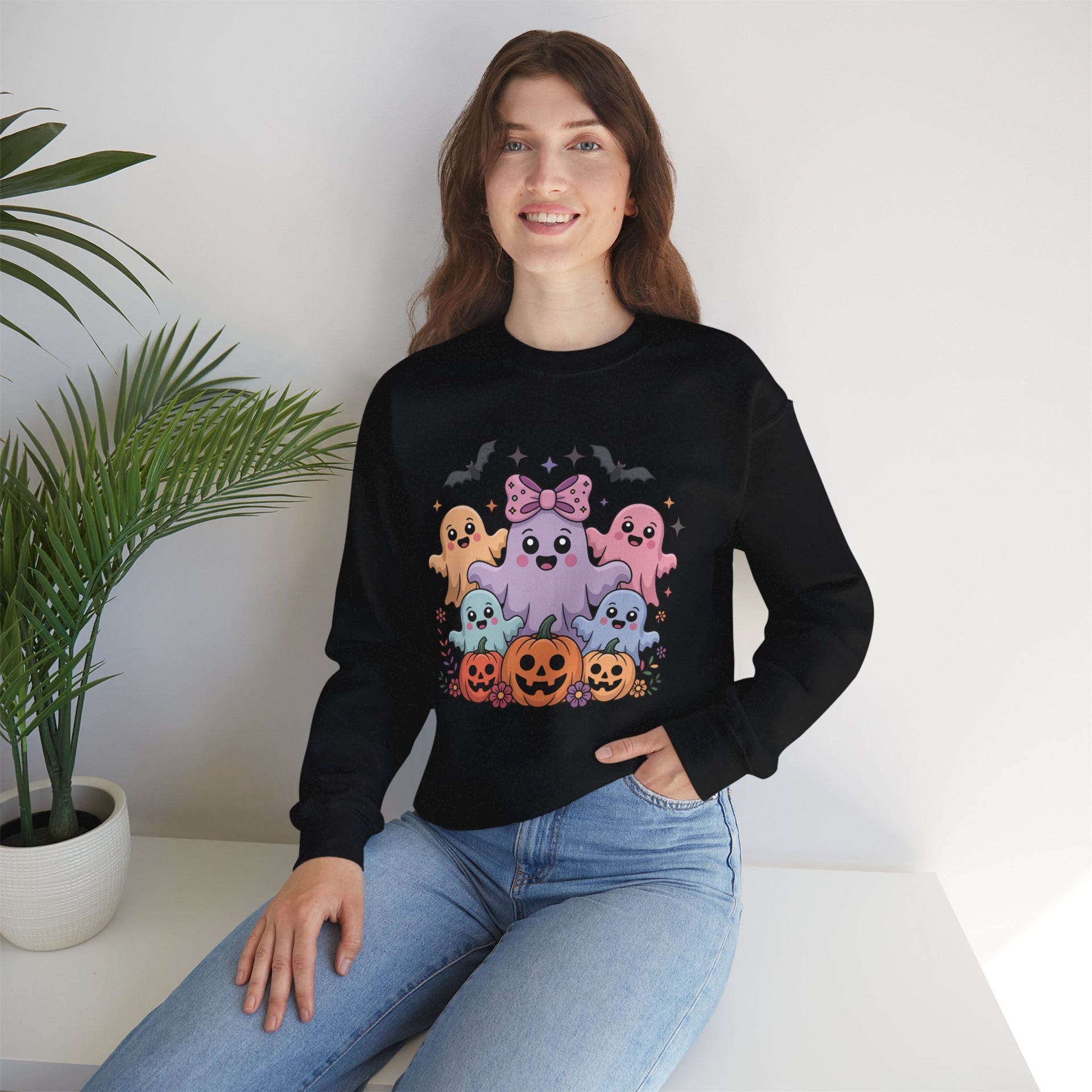 Iridescent Coquette Ghost Halloween Sweatshirt