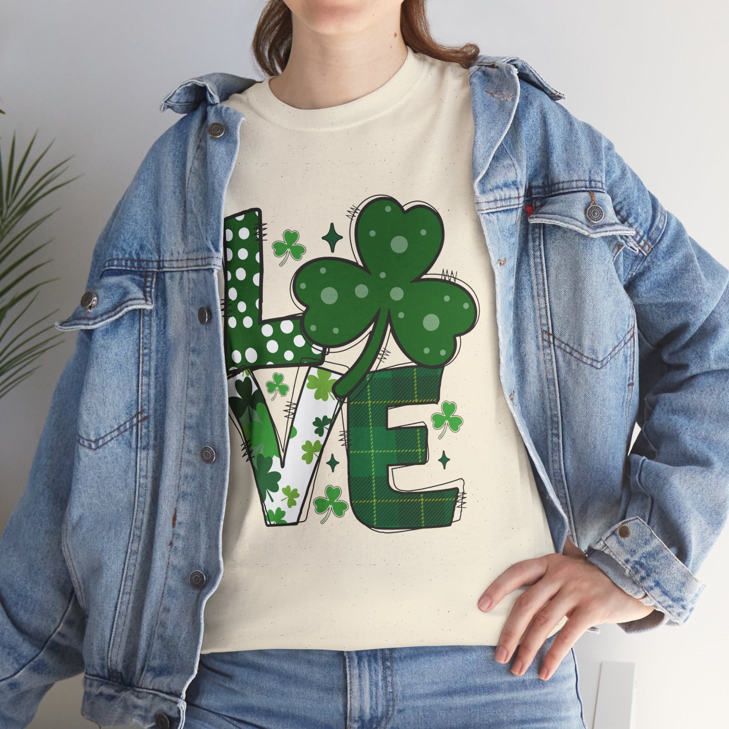 LOVE Shamrocks Tee Shirt, Valentine's Day Holiday Gift, Unisex Cotton Shirt, Movie Lovers Apparel, Cozy Family Tee