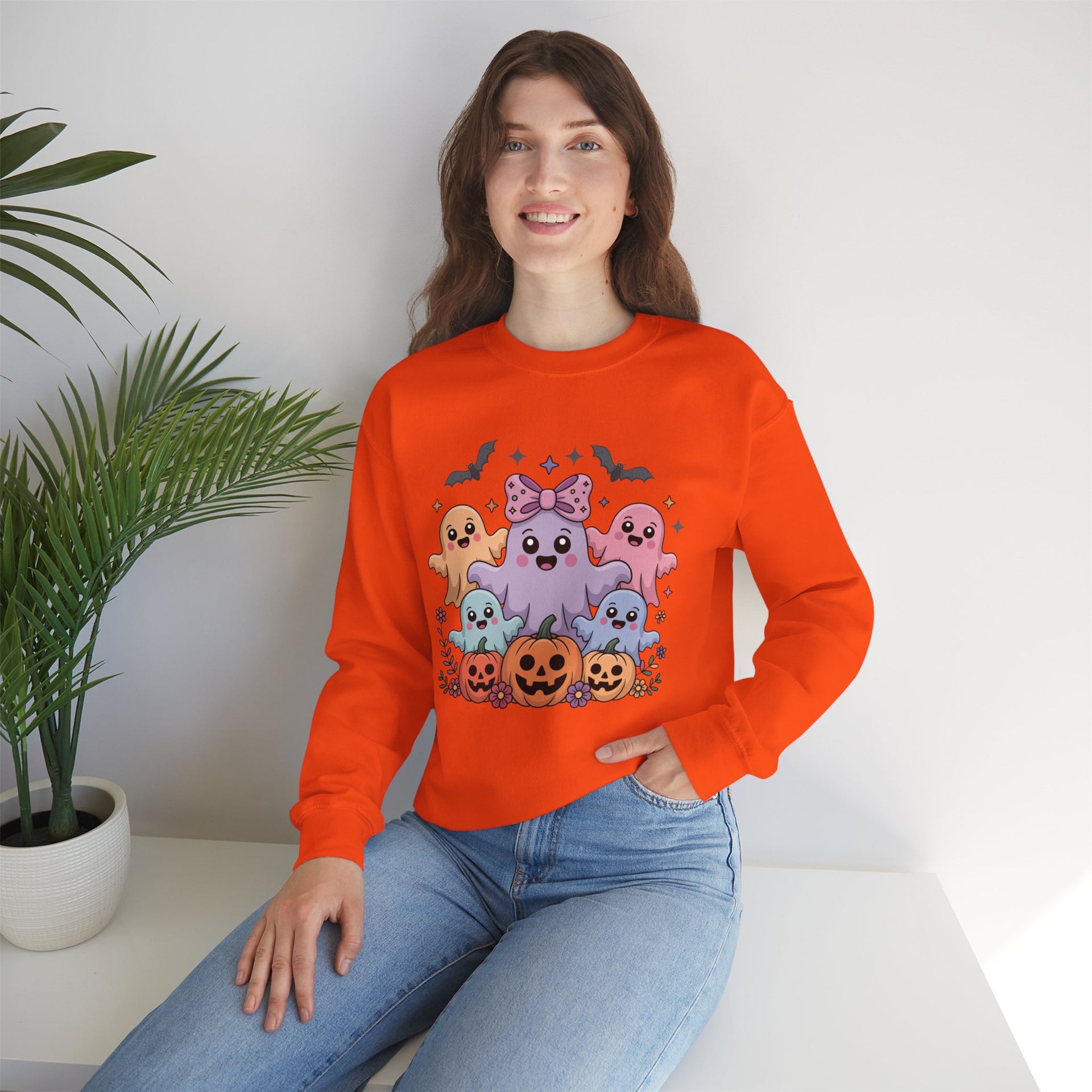 Iridescent Coquette Ghost Halloween Sweatshirt