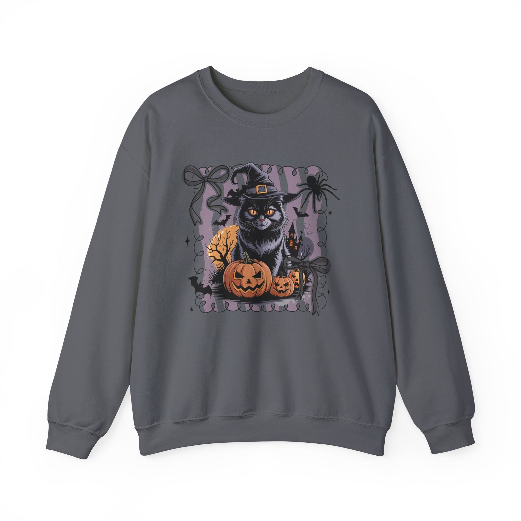 Preppy Black Cat, Retro Halloween Sweatshirt, Halloween Sweatshirt