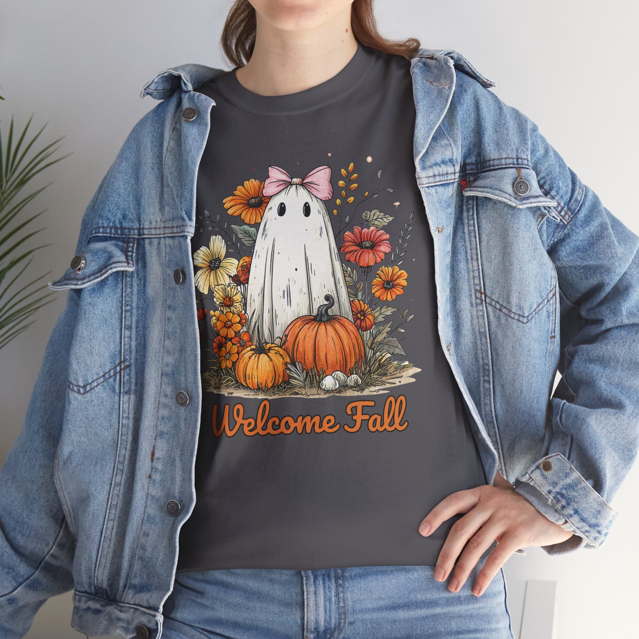 Welcome Fall Ghost, Floral Pumpkin Shirt
