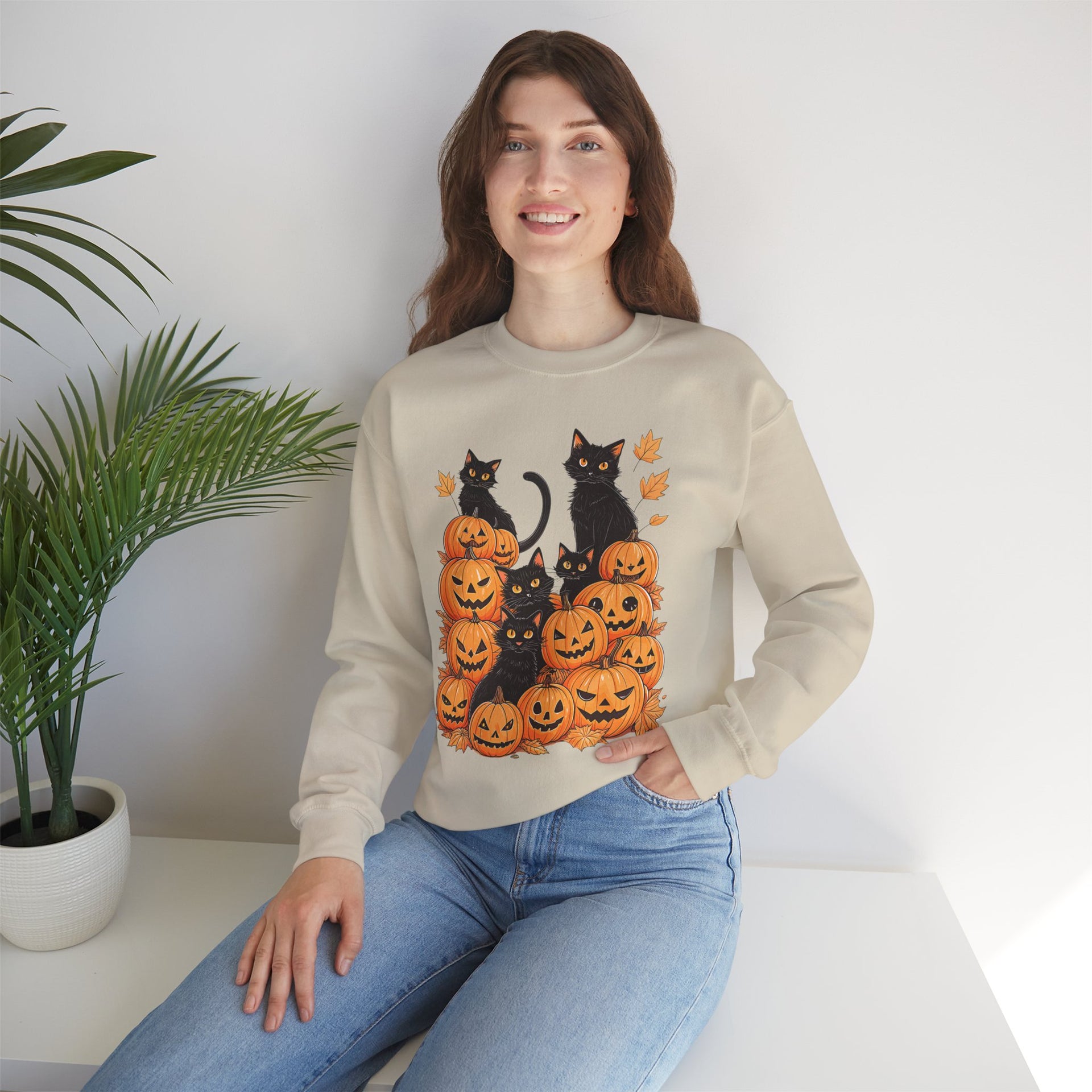 Halloween Black Cat Pumpkin Sweatshirt