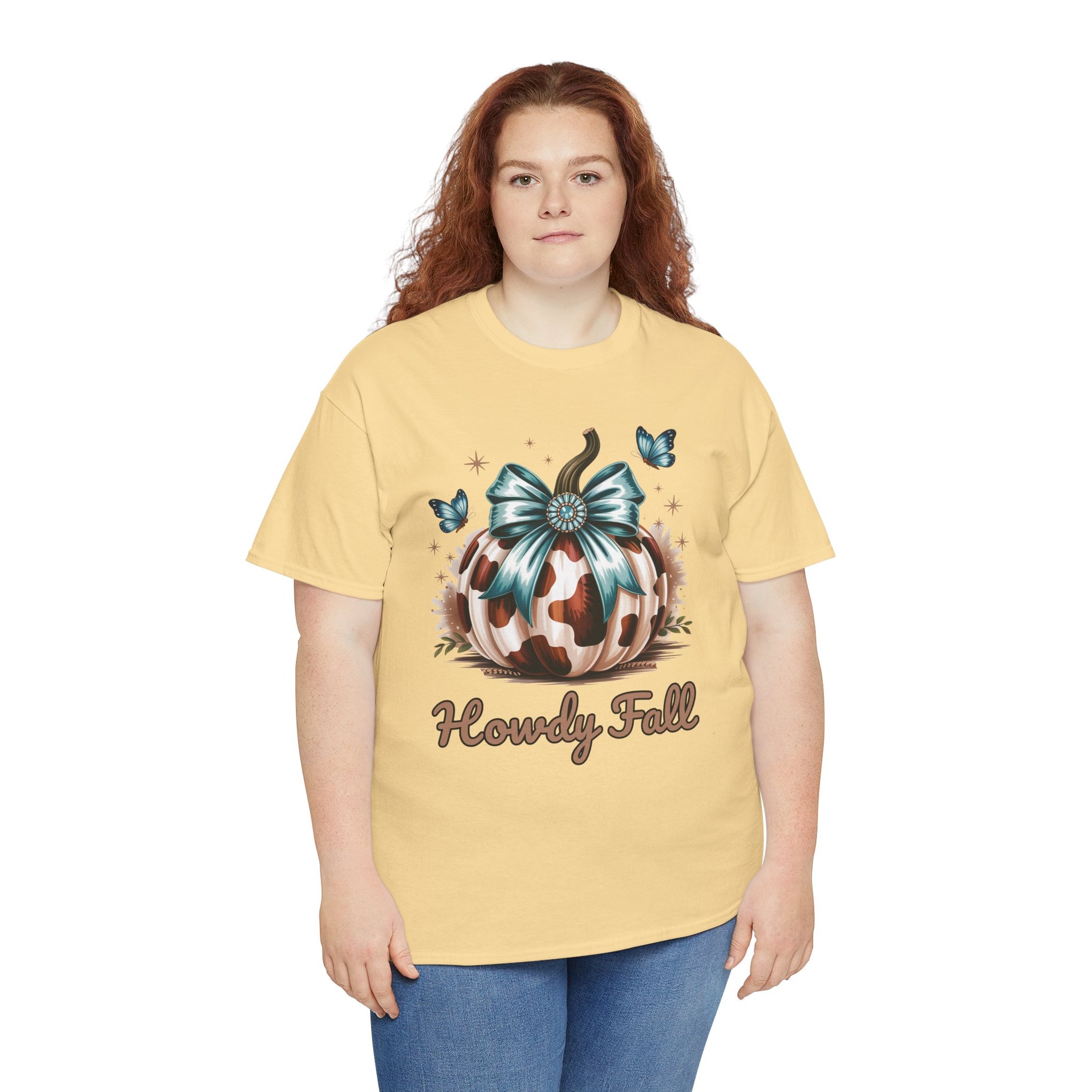 Howdy Fall Western Pumpkin Cowhide shirt
