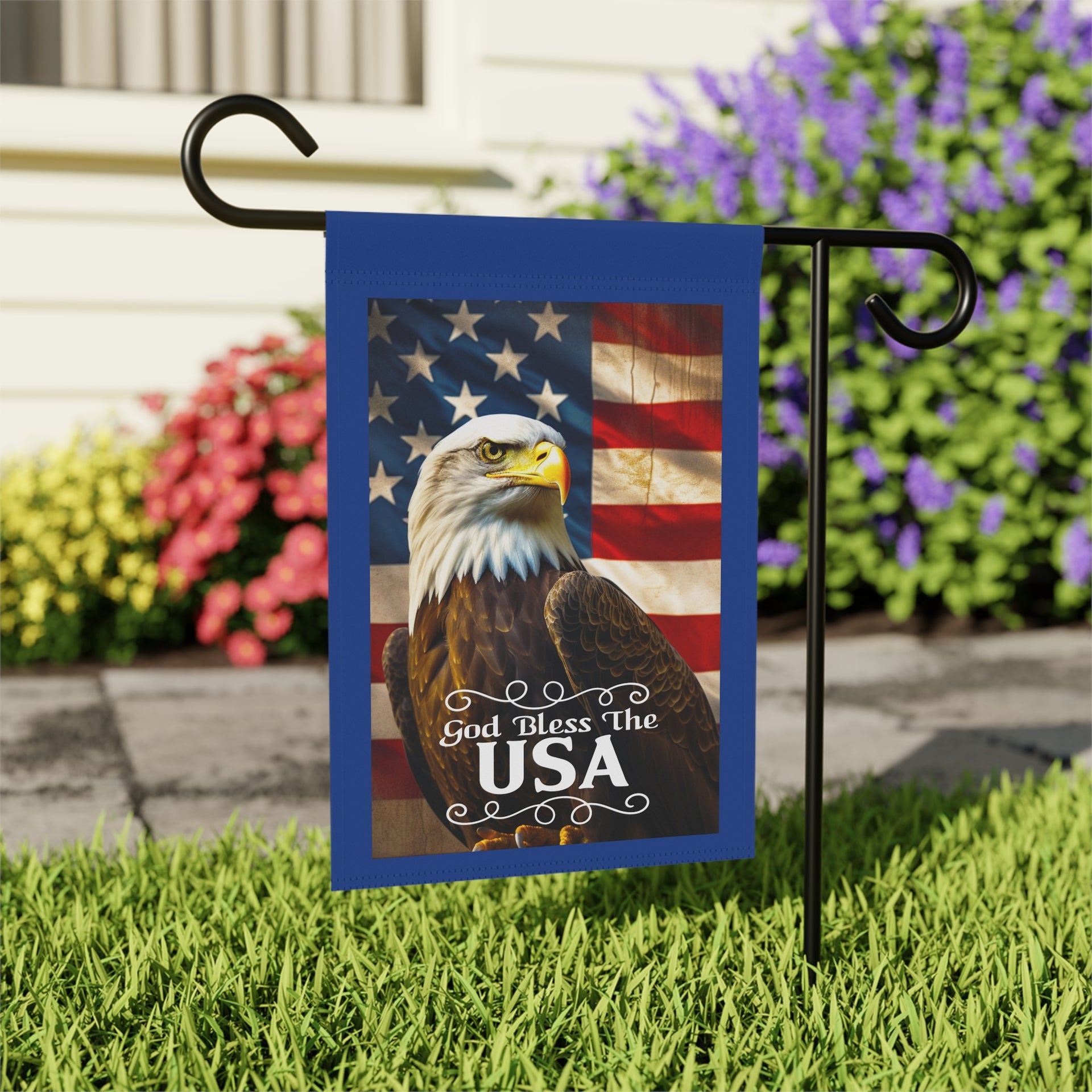 God Bless America Whimsical Garden Banner, Playful Outdoor Sign, Dragon Decoration, Unique Yard Art, Sarcastic Home Decor, Garden Humor