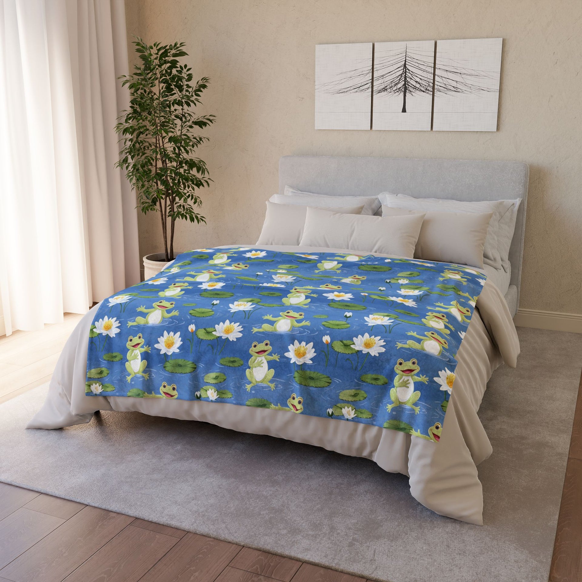 Whimsical Frog Polyester Blanket - Cozy Nature-Inspired Throw for Kids & Family