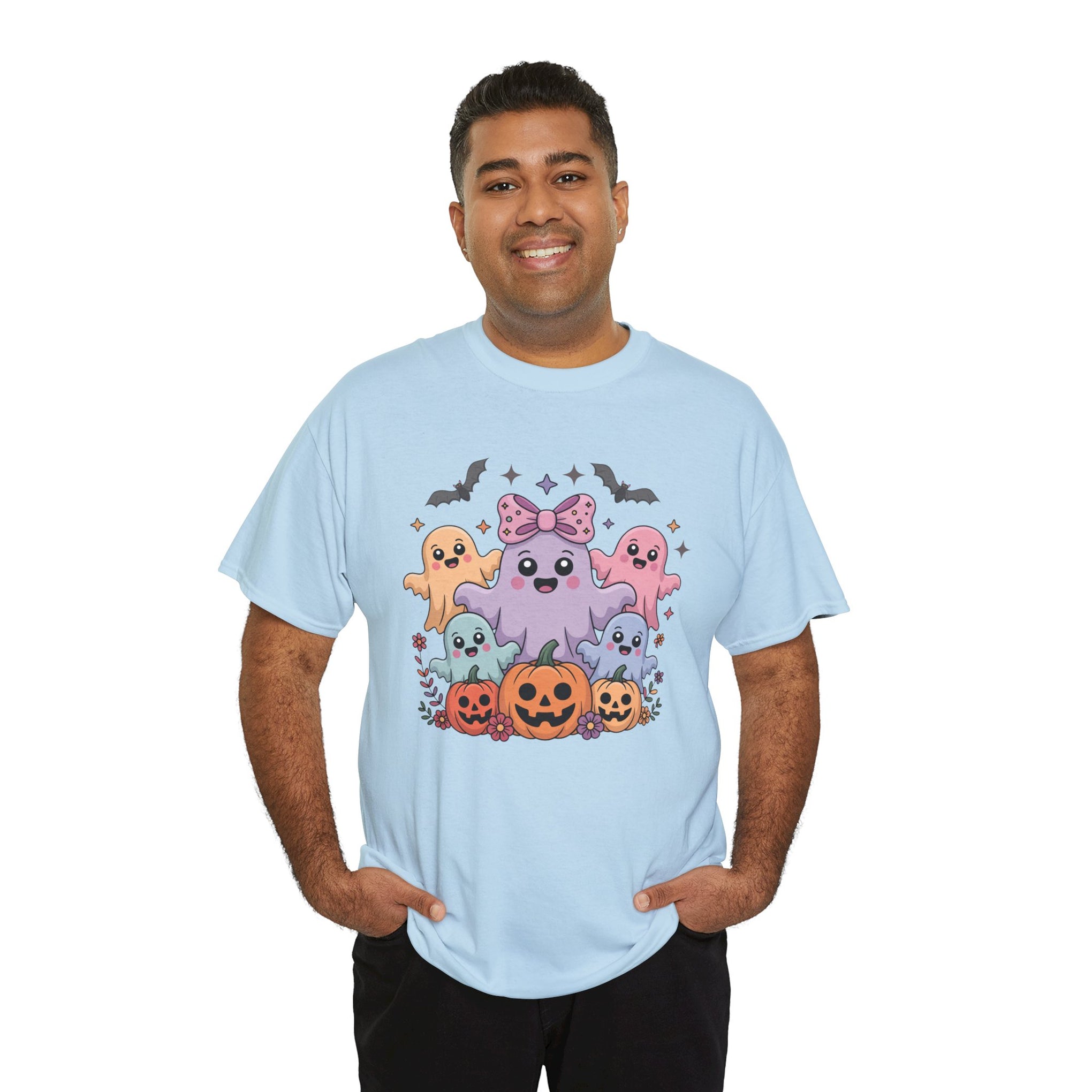 Halloween Tee - Iridescent Coquette Ghost Unisex Heavy Cotton Shirt