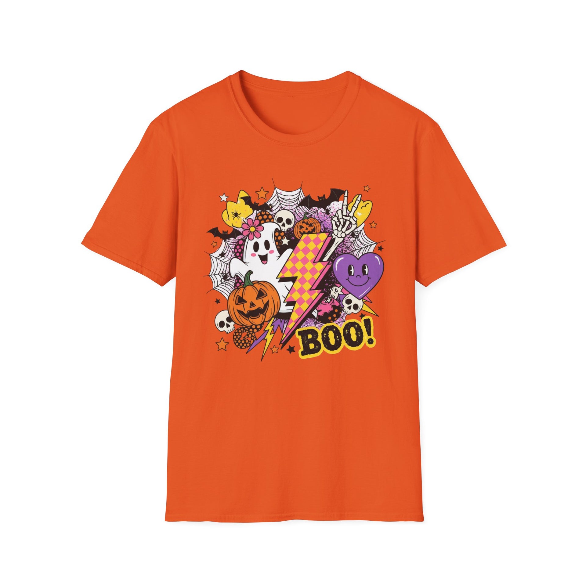 Halloween Boo Unisex Softstyle T-Shirt, Cute Ghost Tee, Spooky Vibes, Perfect for Halloween Parties, Casual Wear, Trick or Treat