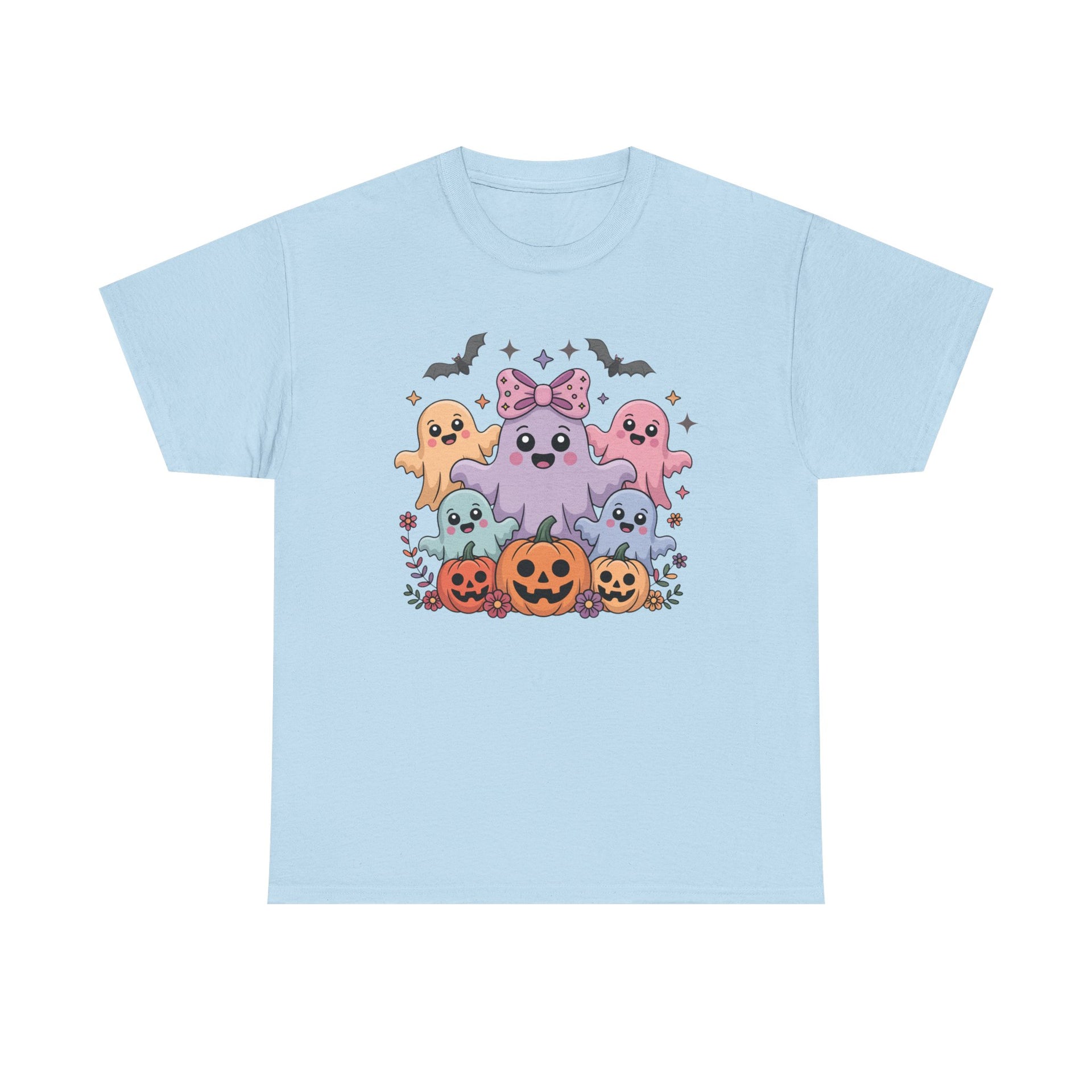Halloween Tee - Iridescent Coquette Ghost Unisex Heavy Cotton Shirt
