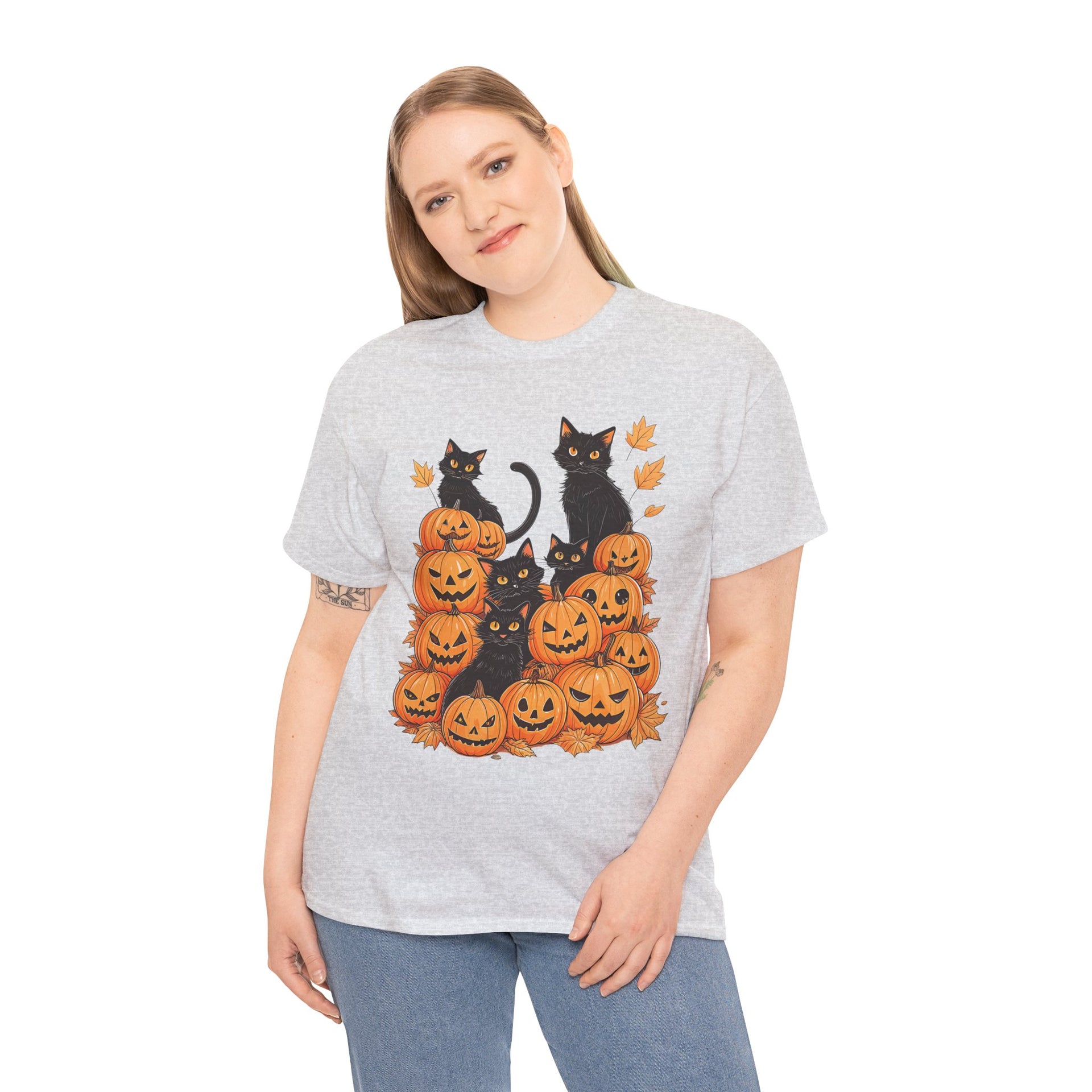 Halloween Black Cat Pumpkin, Halloween Shirt