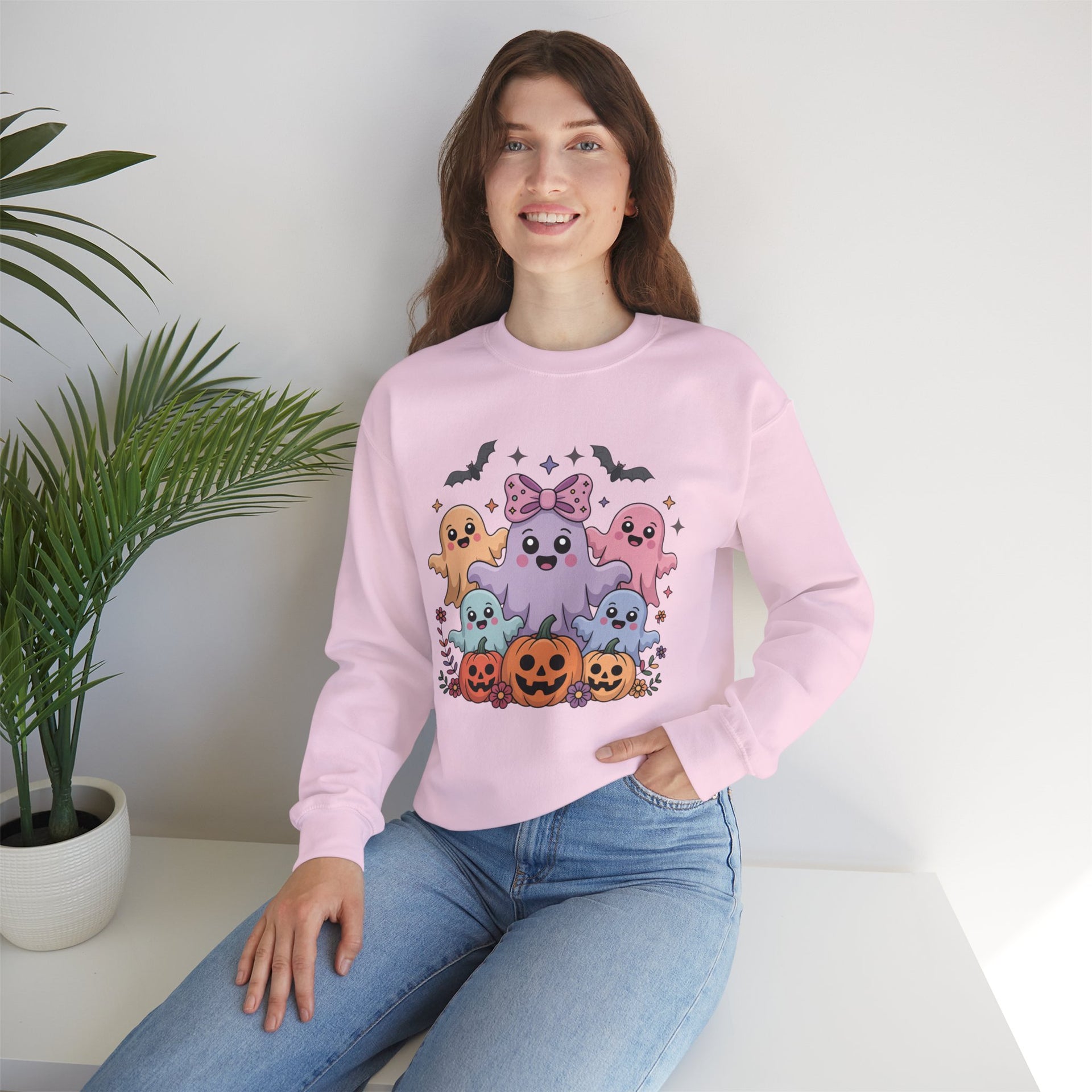 Iridescent Coquette Ghost Halloween Sweatshirt
