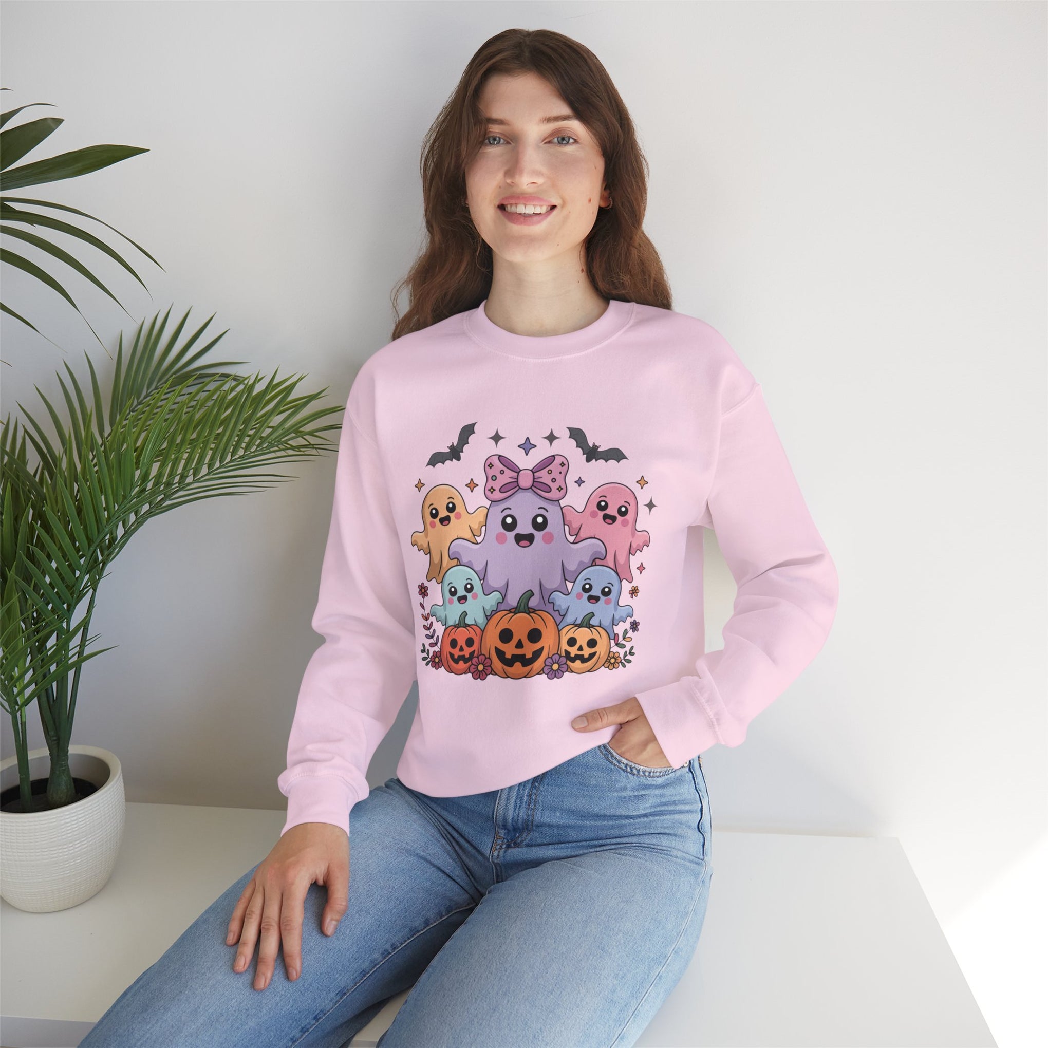 Iridescent Coquette Ghost Halloween Sweatshirt