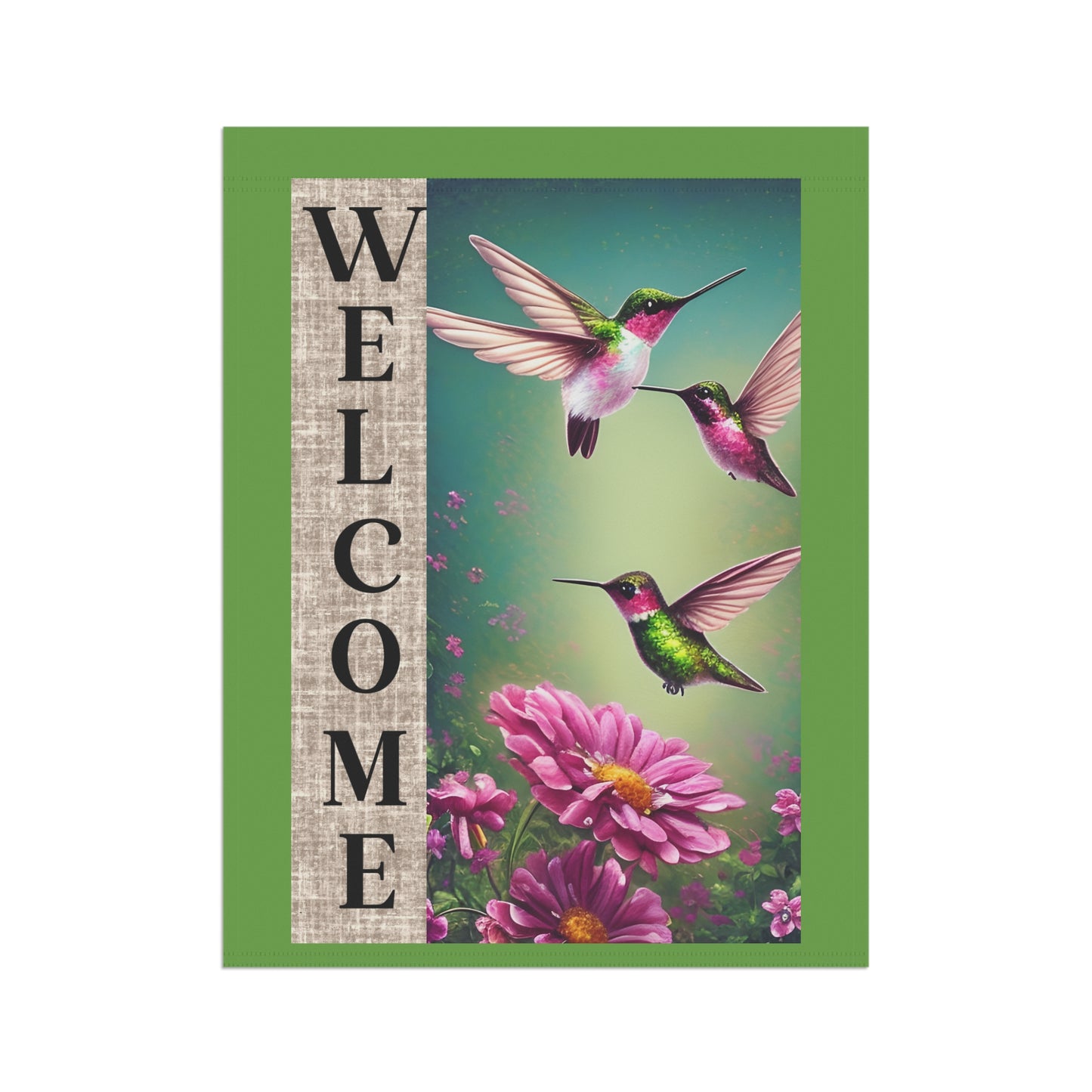 Welcome Hummingbirds  Whimsical Garden Banner, Playful Outdoor Sign, Dragon Decoration, Unique Yard Art, Sarcastic Home Décor, Garden Humor