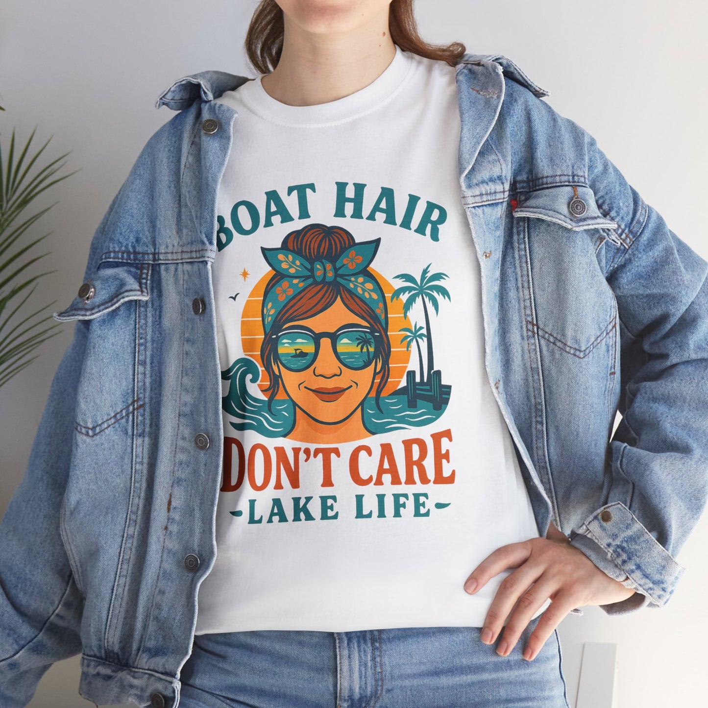 Boat hair don't care lake life