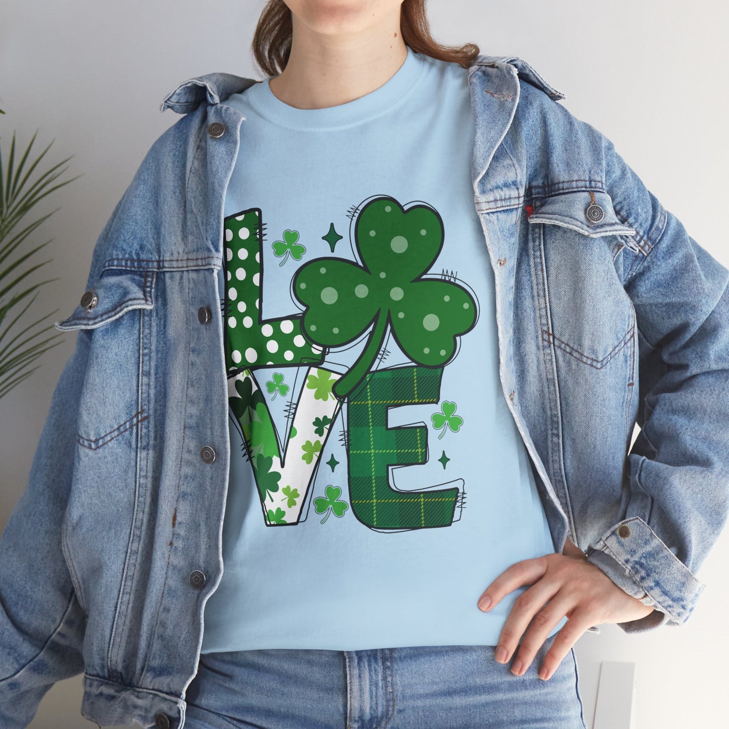 LOVE Shamrocks Tee Shirt, Valentine's Day Holiday Gift, Unisex Cotton Shirt, Movie Lovers Apparel, Cozy Family Tee