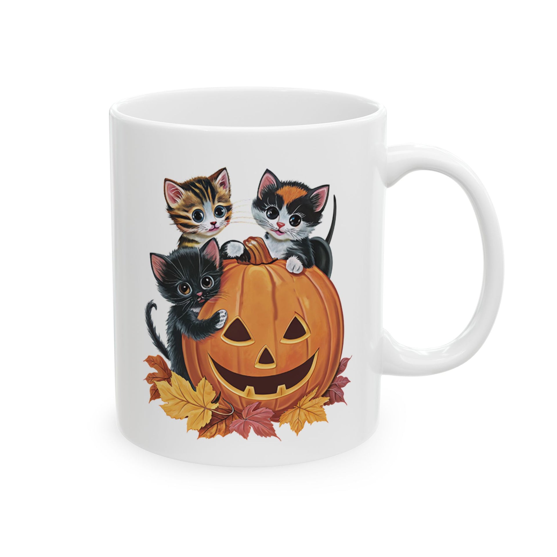 Cute Kittens Halloween Pumpkin Cup, Halloween cup 11oz and 15oz cup