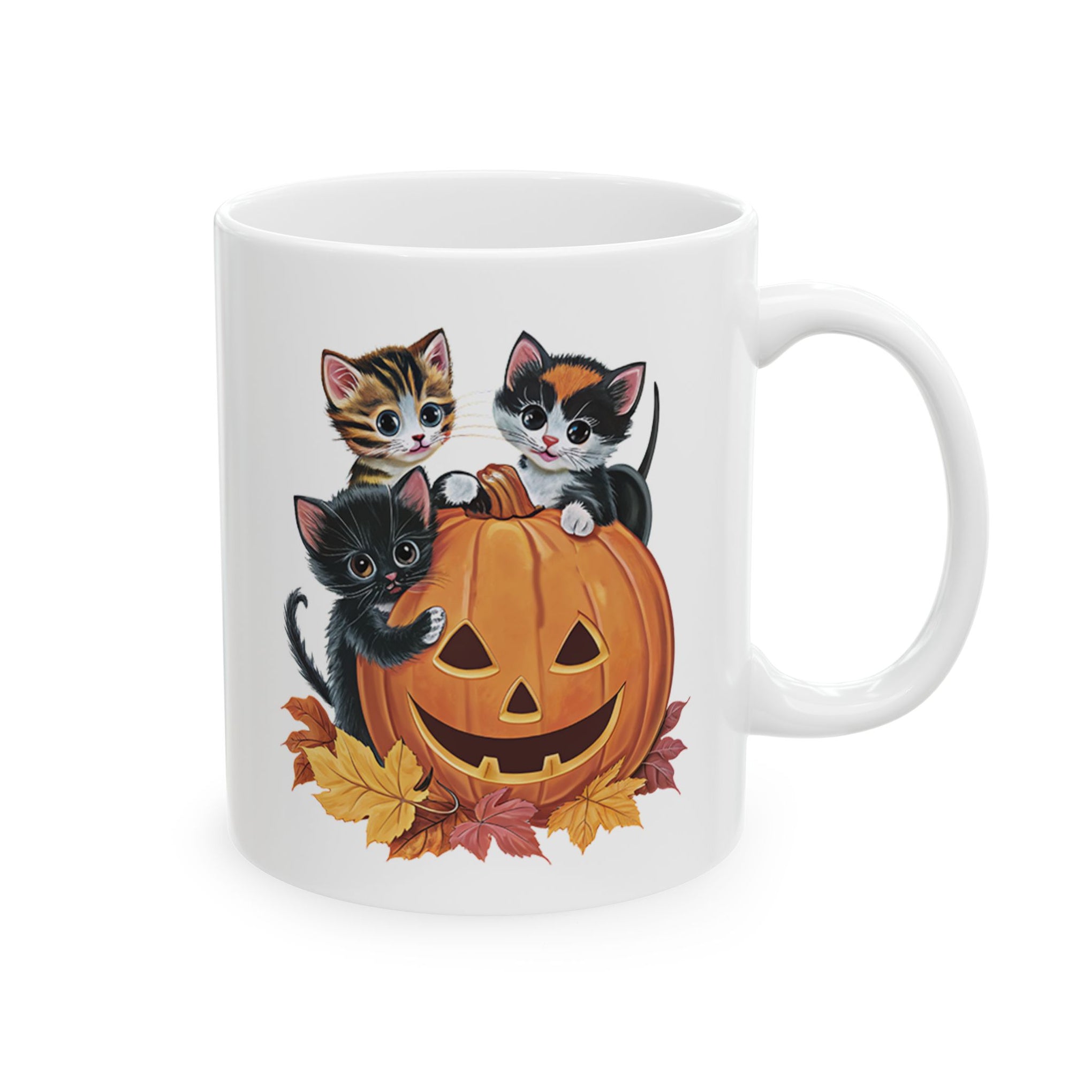 Cute Kittens Halloween Pumpkin Cup, Halloween cup 11oz and 15oz cup