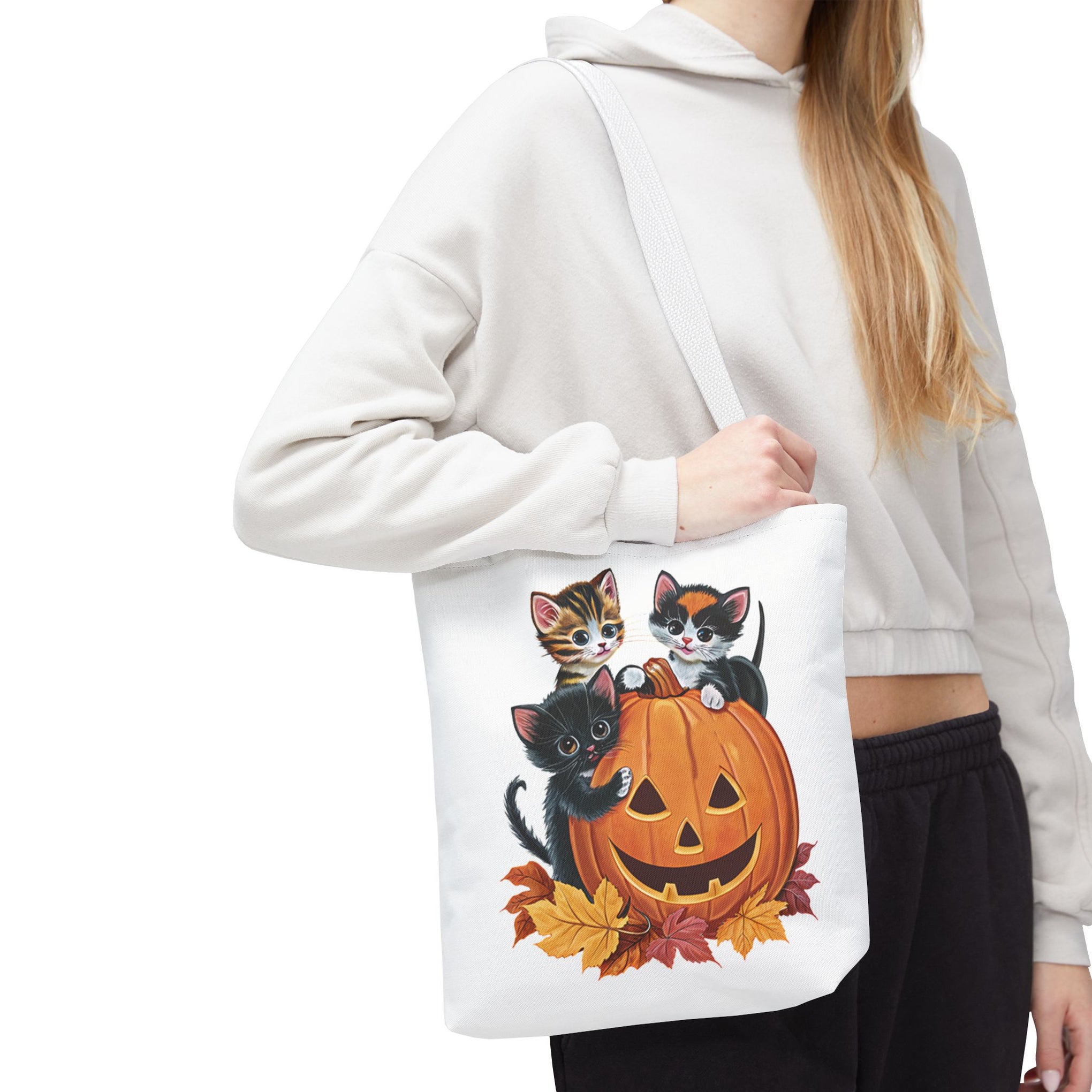 Cute Kittens Halloween Pumpkin Bag, Cute Halloween, Retro Halloween Bag