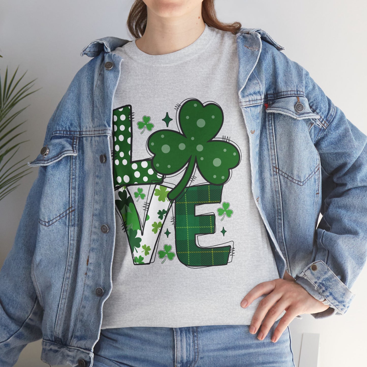 LOVE Shamrocks Tee Shirt, Valentine's Day Holiday Gift, Unisex Cotton Shirt, Movie Lovers Apparel, Cozy Family Tee