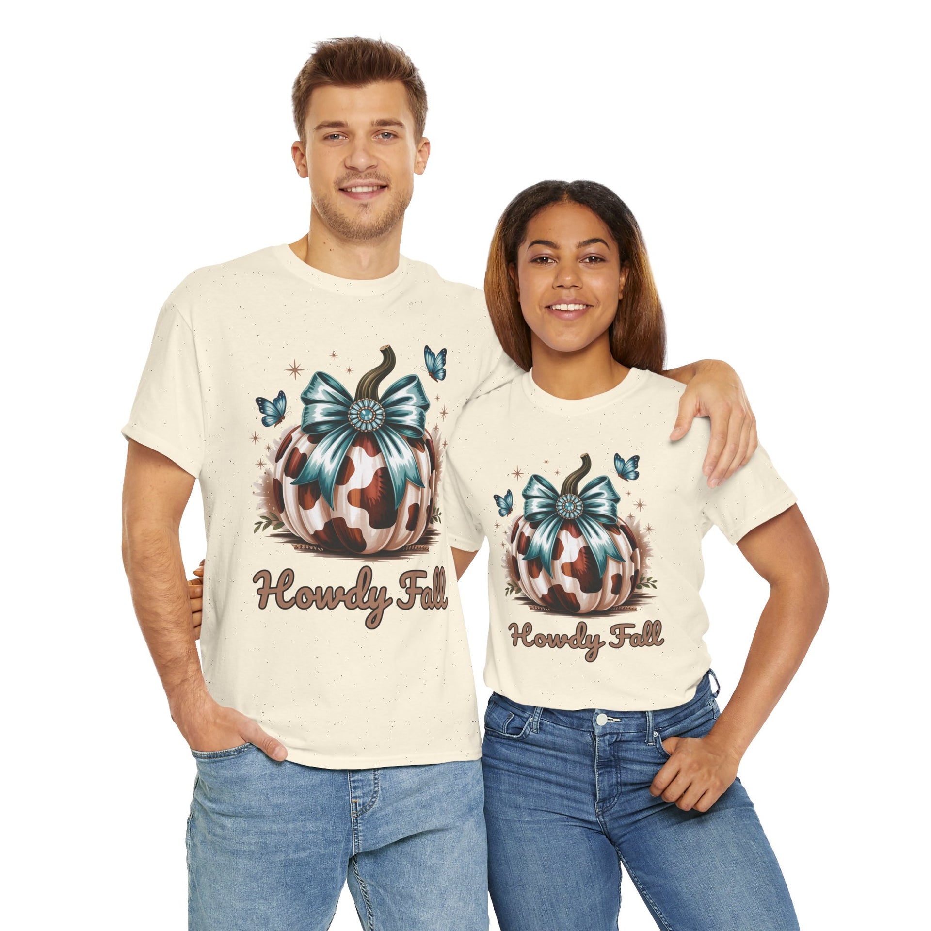 Howdy Fall Western Pumpkin Cowhide shirt