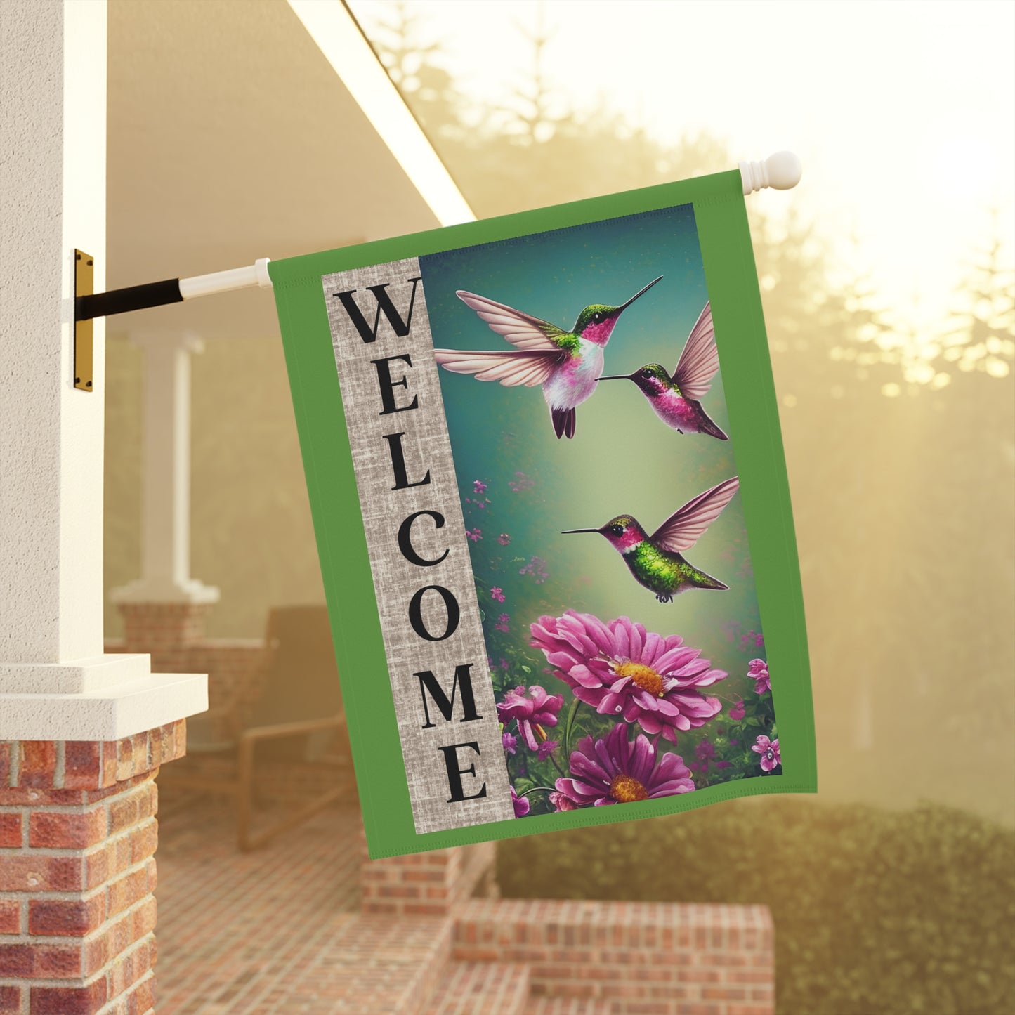 Welcome Hummingbirds  Whimsical Garden Banner, Playful Outdoor Sign, Dragon Decoration, Unique Yard Art, Sarcastic Home Décor, Garden Humor