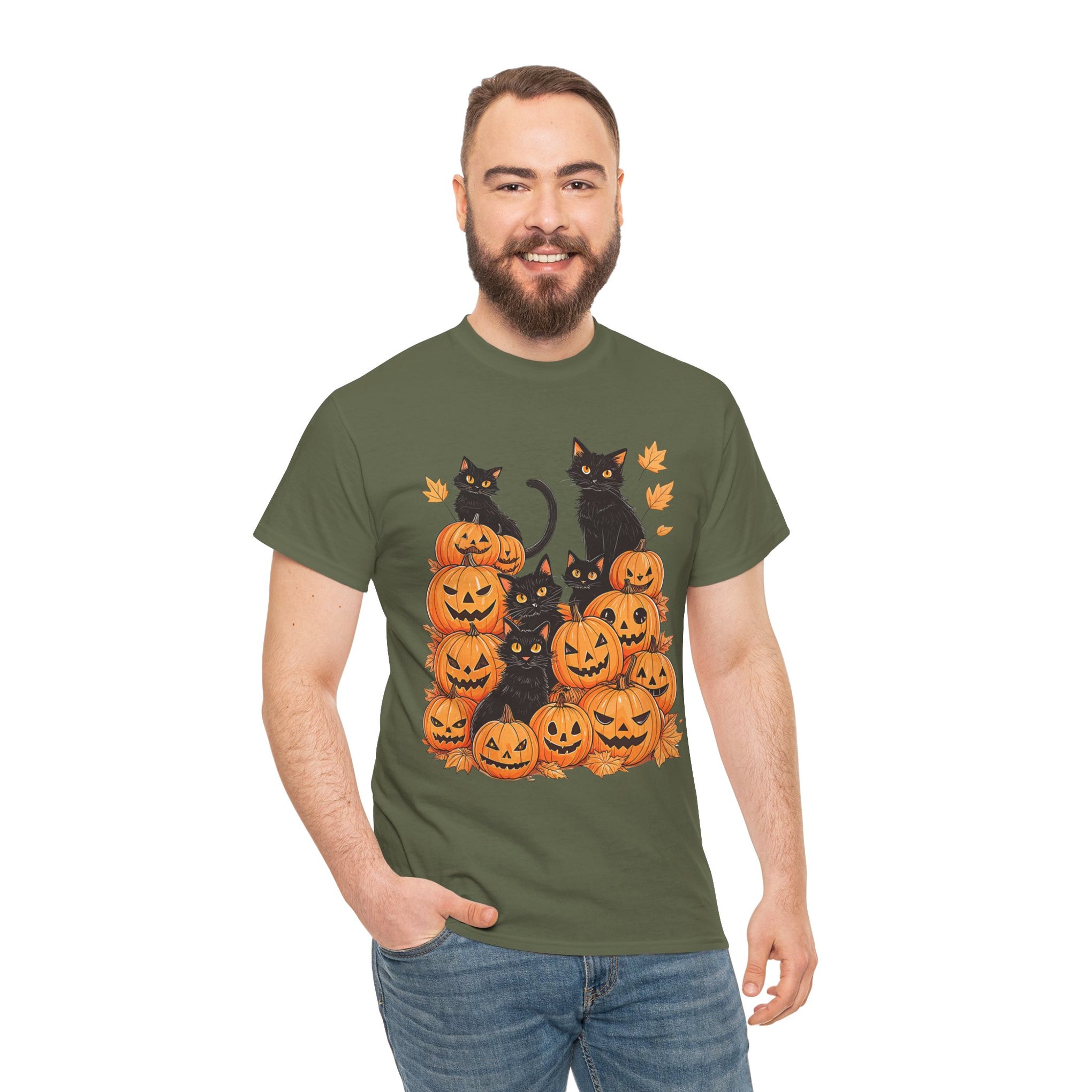 Halloween Black Cat Pumpkin, Halloween Shirt