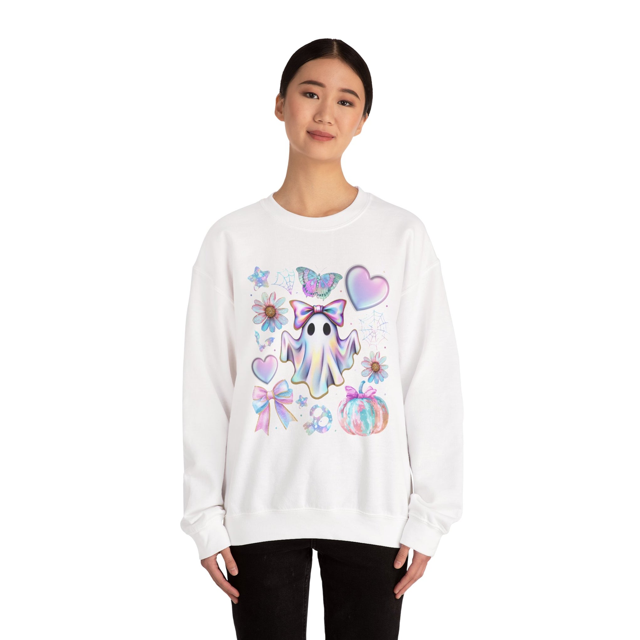 Girly Halloween Ghost, Floral Ghost Sweatshirt, Halloween Sweatshirt