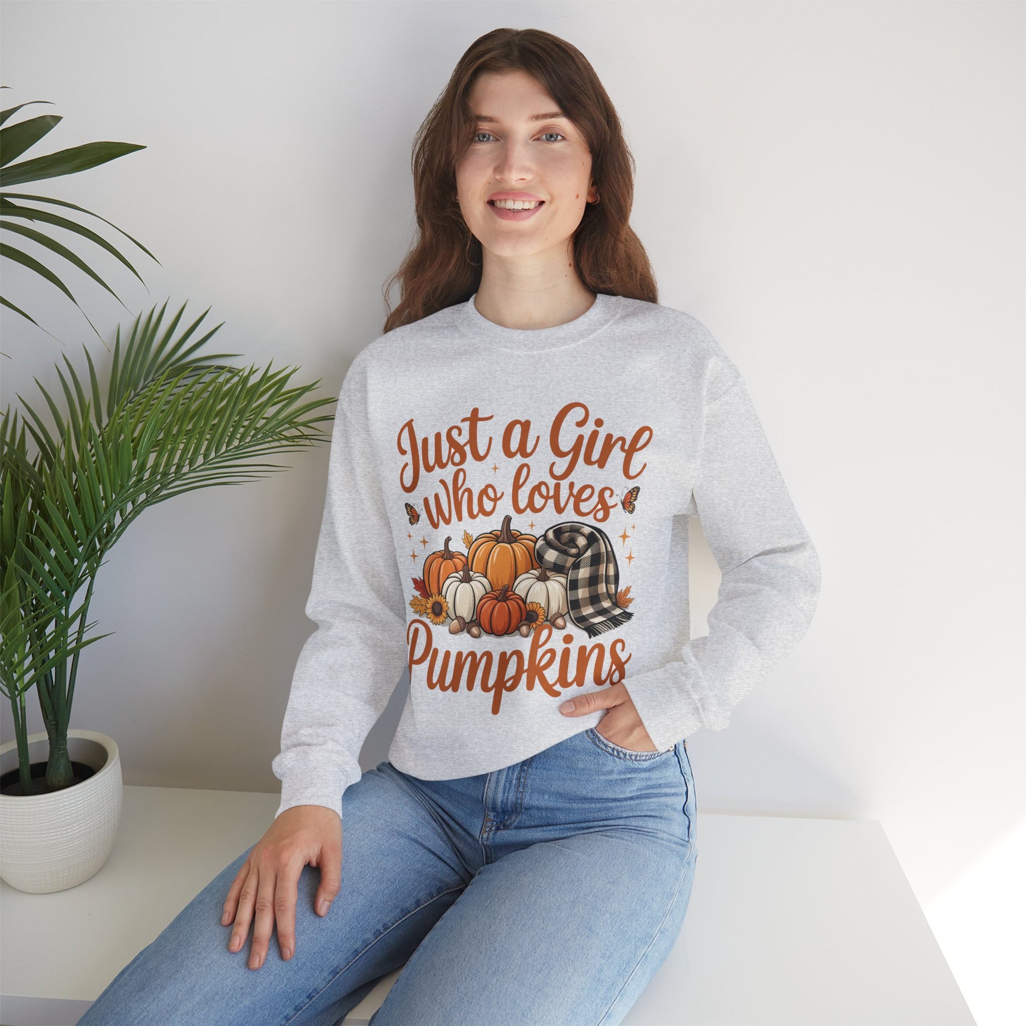 Just a Girl Who Loves Pumpkins, Fall , Cozy Sweatshirt, Halloween Sweatshirt