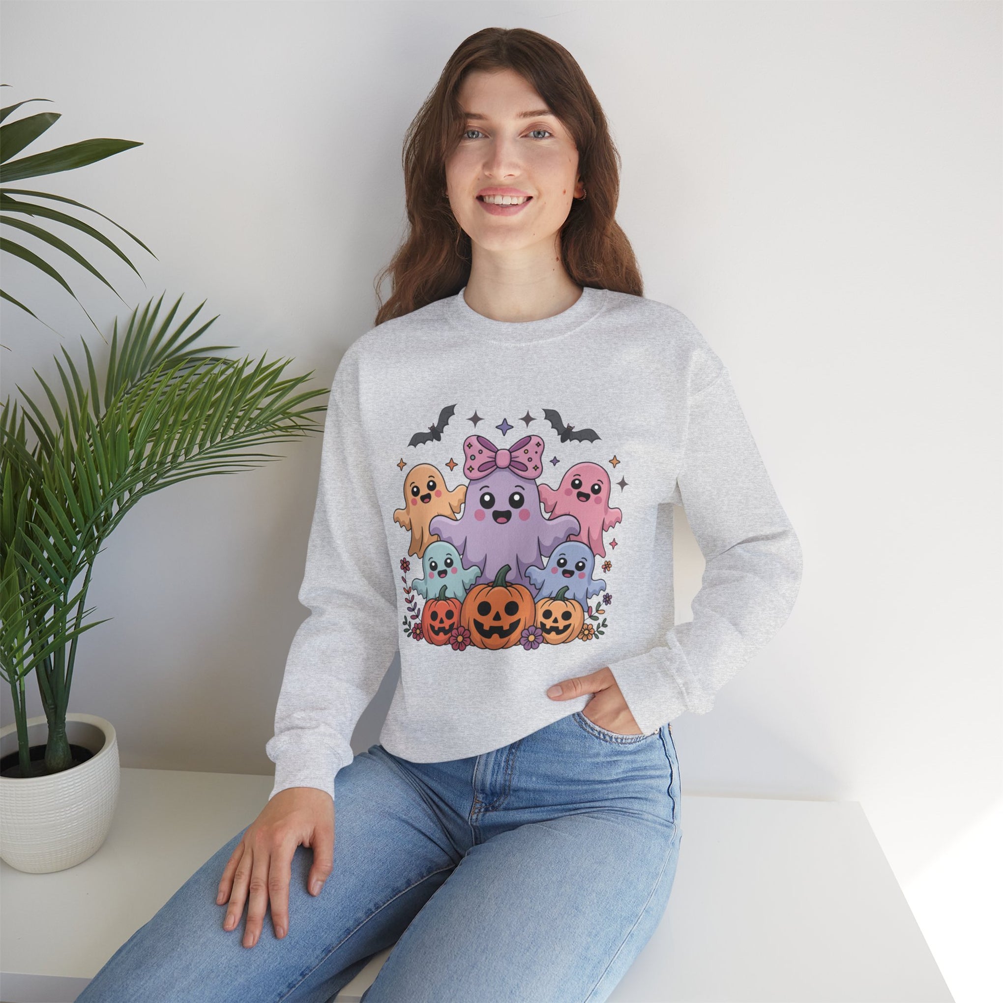 Iridescent Coquette Ghost Halloween Sweatshirt