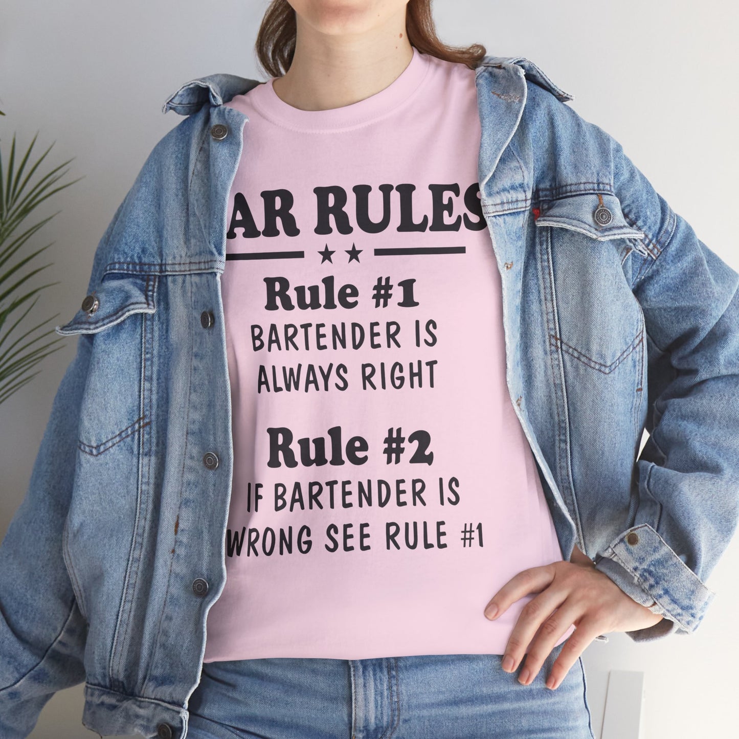 Bar Rules, Rule 1 Bartender is always right Rule 2 If Bartender is wrong see rule one, funny shirt, Tee Shirt, Unisex Cotton Shirt, Cozy Family Tee