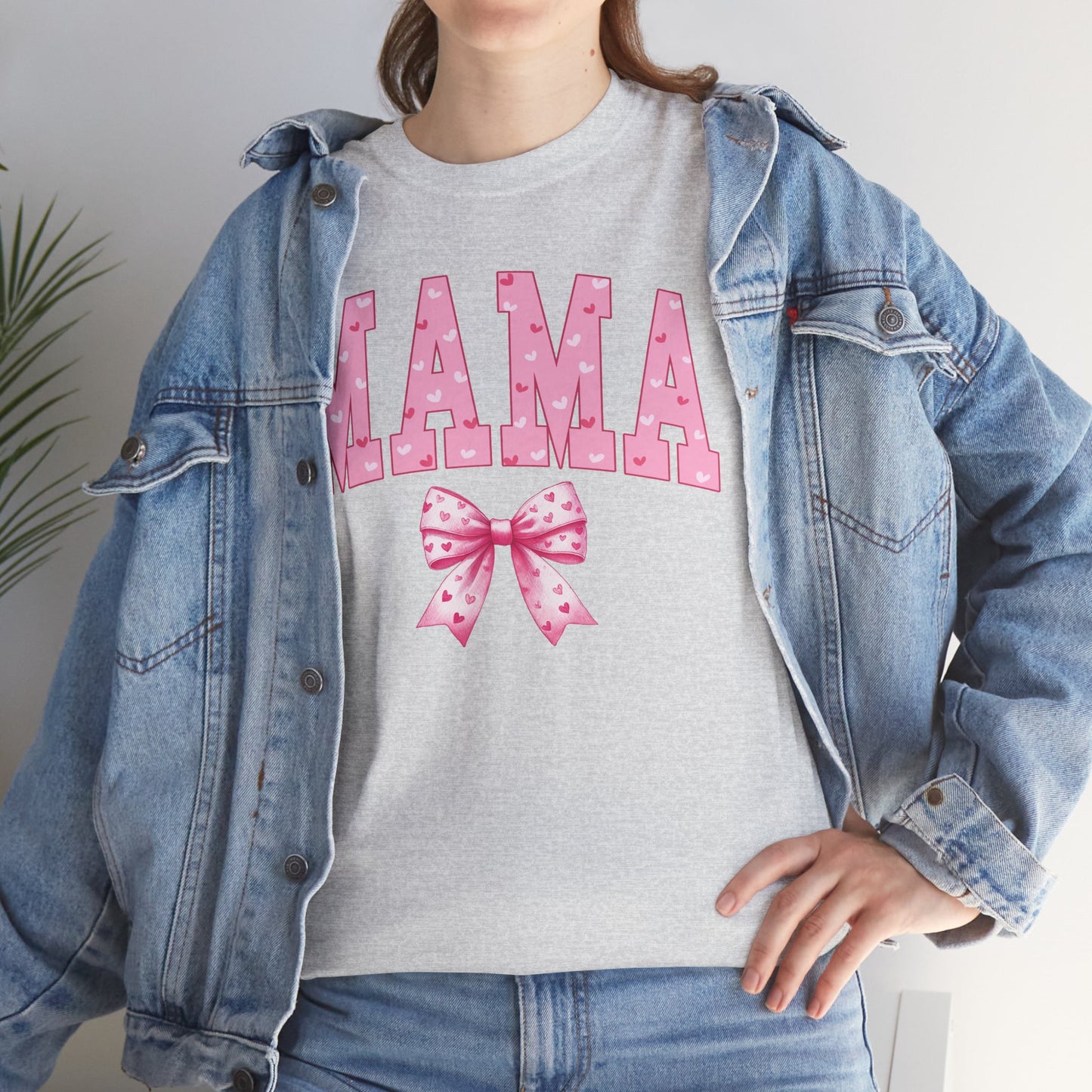 Mama Bow Hearts Valentine's Day, Tee Shirt, Valentine's Day Holiday Gift, Unisex Cotton Shirt, Movie Lovers Apparel, Cozy Family Tee