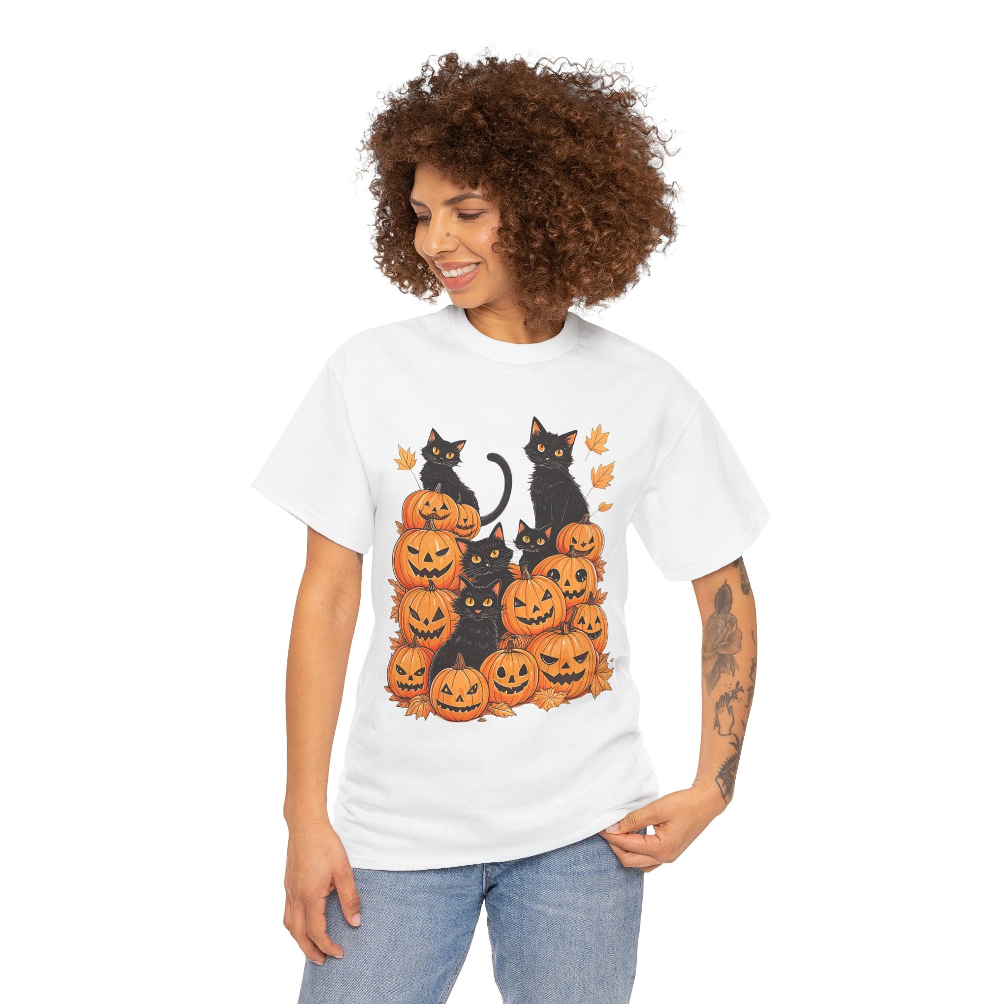 Halloween Black Cat Pumpkin, Halloween Shirt