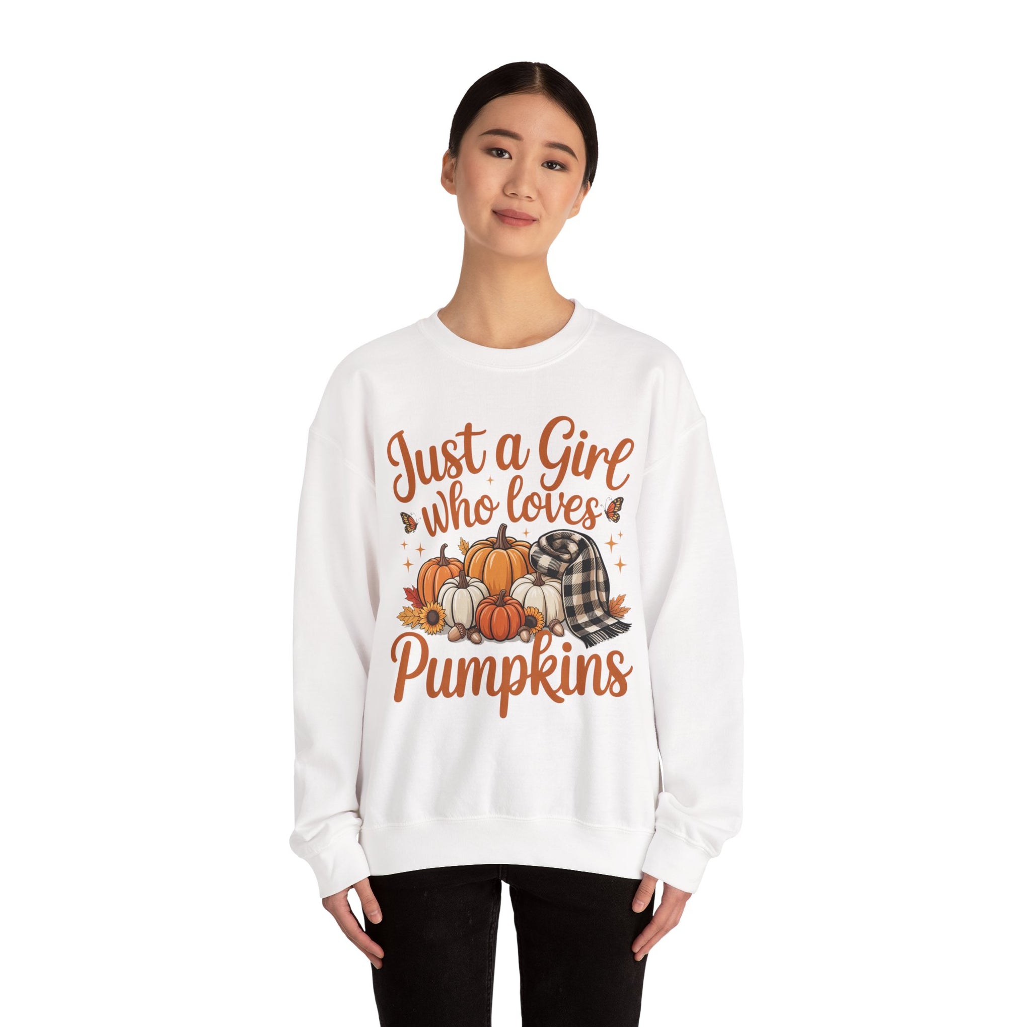 Just a Girl Who Loves Pumpkins, Fall , Cozy Sweatshirt, Halloween Sweatshirt