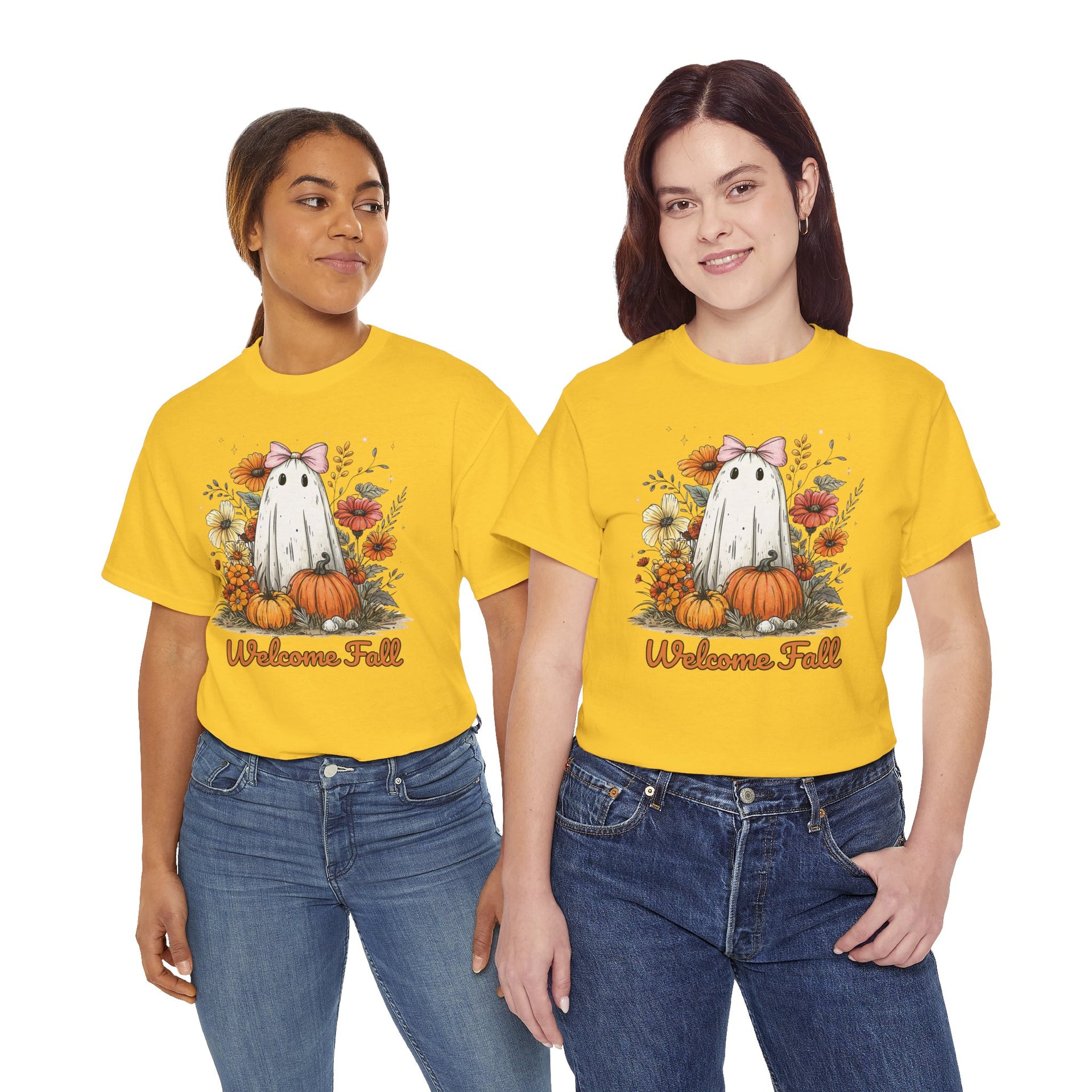 Welcome Fall Ghost, Floral Pumpkin Shirt
