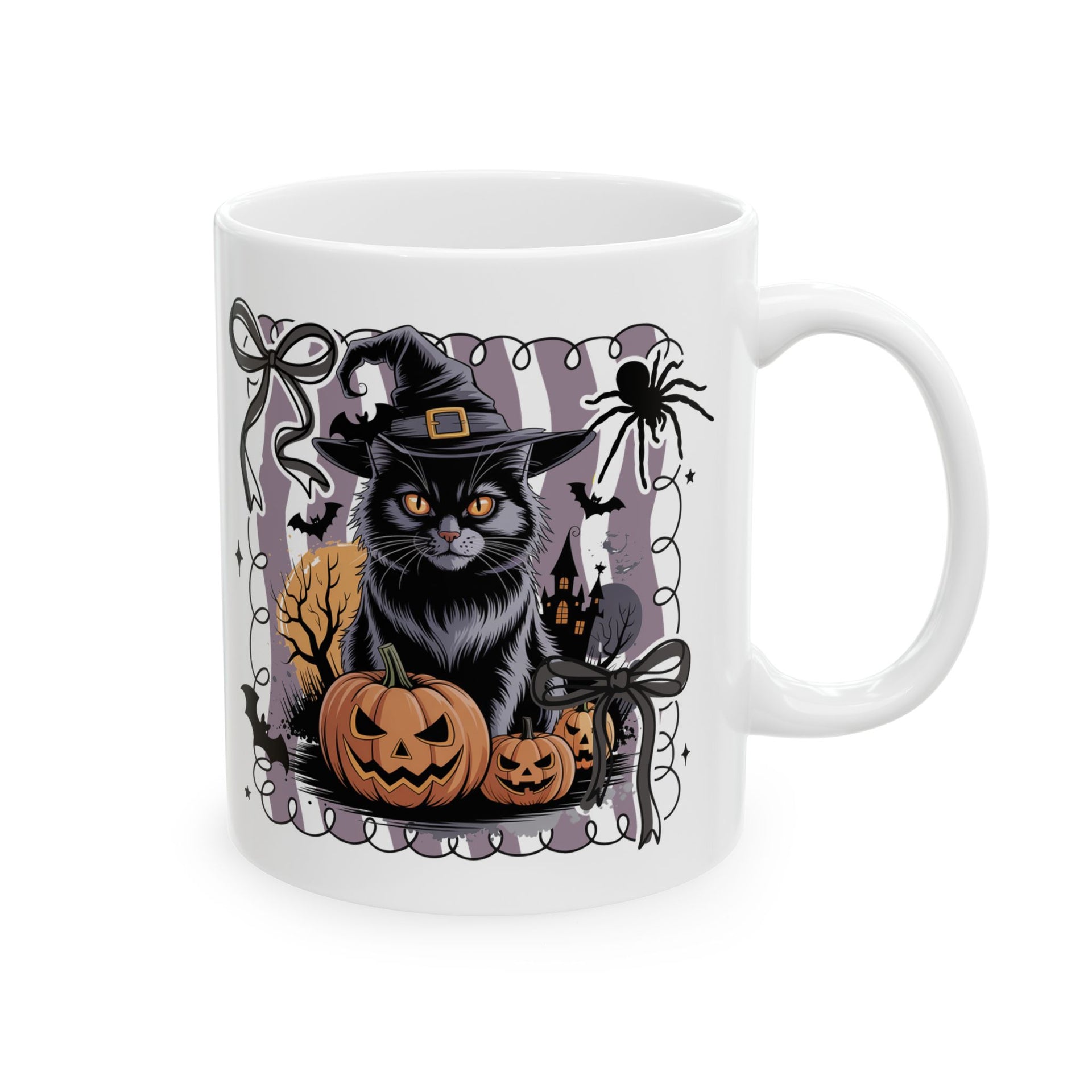 Preppy Black Cat, Retro Halloween Cup