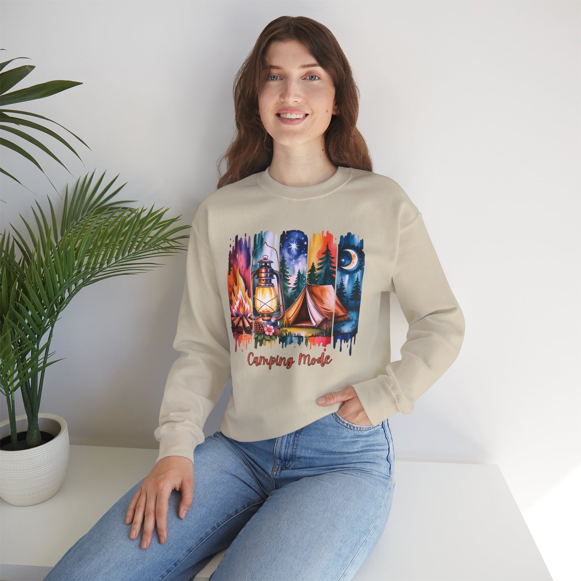Camping Mode brush stroke Sweatshirt - Vintage Style Fall Season Sweatshirt