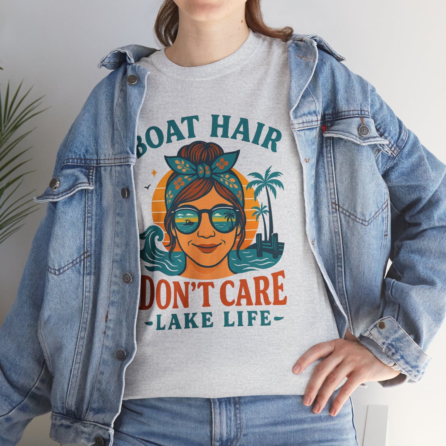 Boat hair don't care lake life