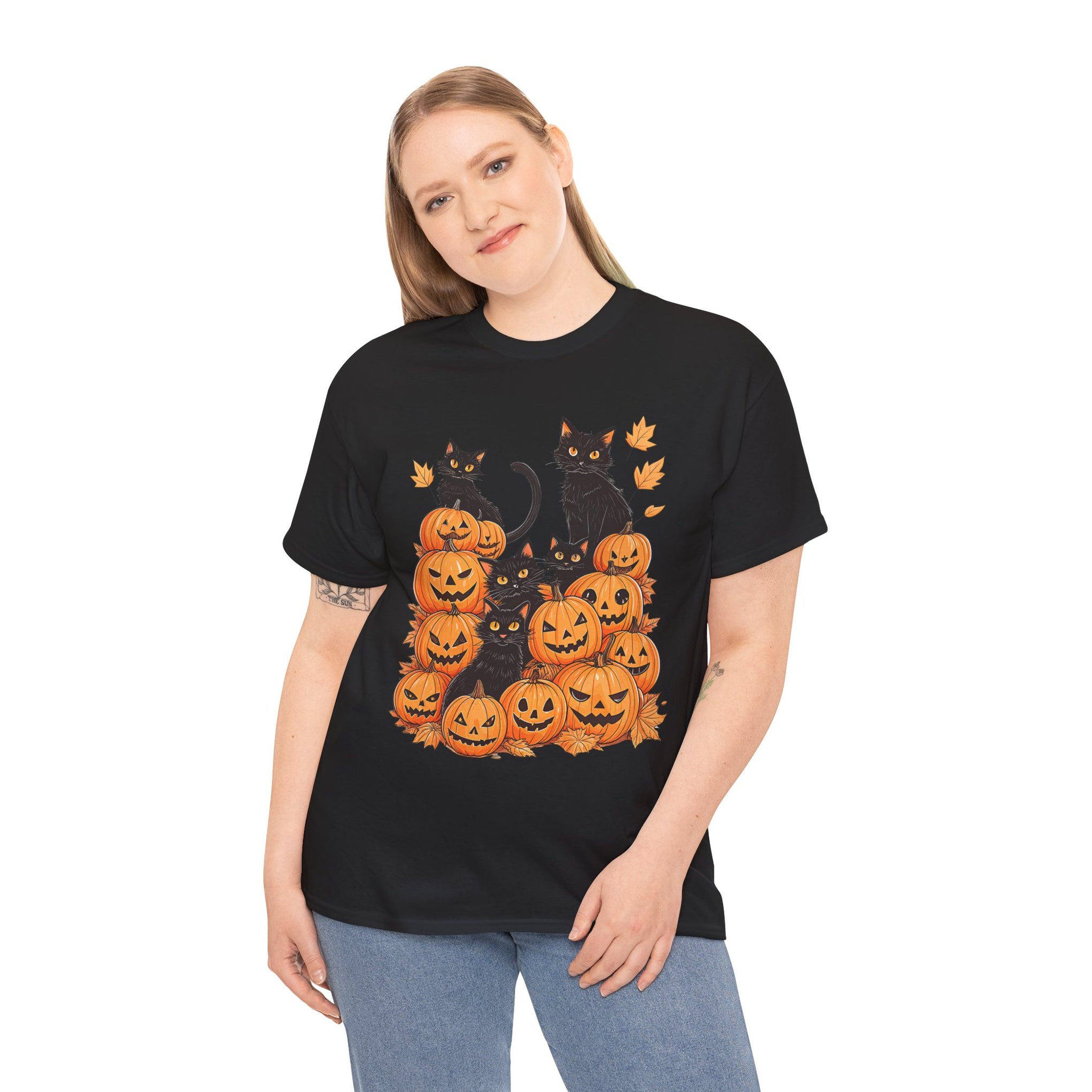 Halloween Black Cat Pumpkin, Halloween Shirt